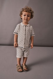 White/Black Knit Shirt And Shorts Set (3mths-10yrs) - Image 3 of 9