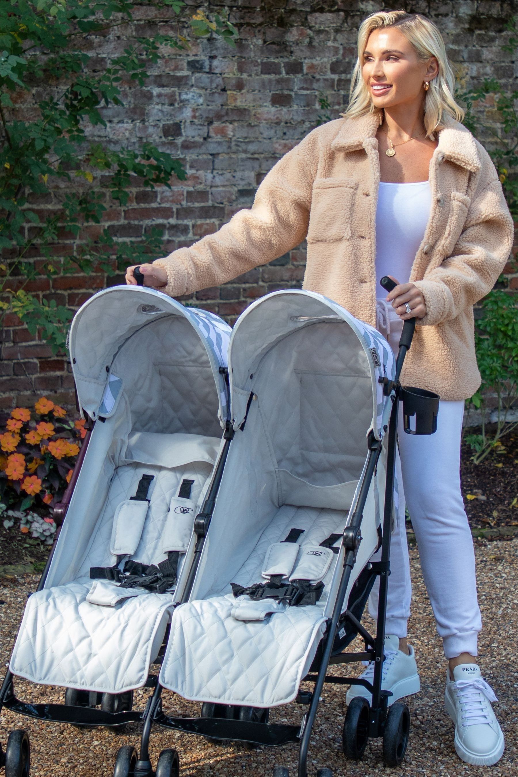 Buy My Babiie Grey Billie Faiers Chevron Twin Stroller from the Next UK online shop