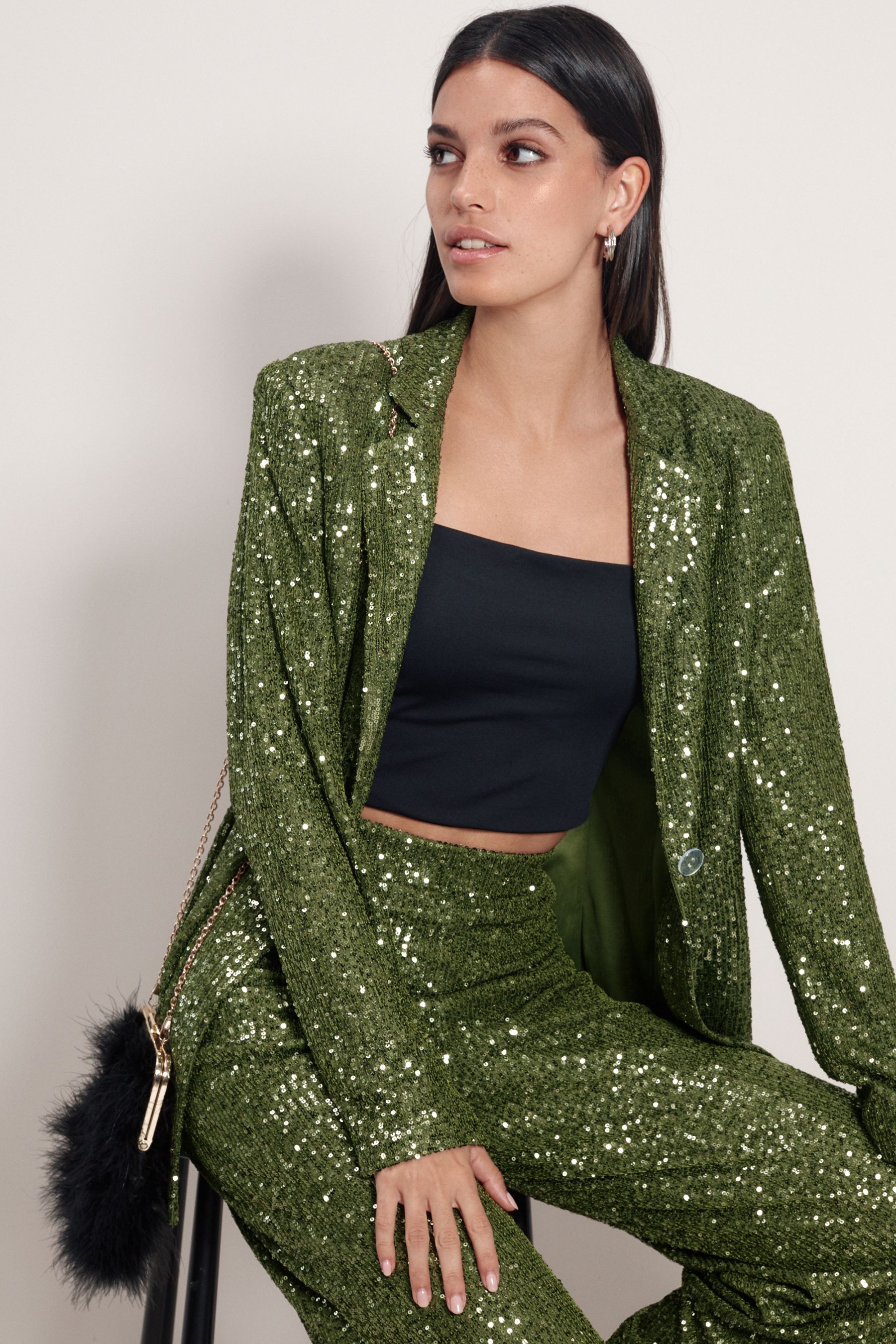 Buy Green Single Breasted Sequin Blazer from Next Luxembourg
