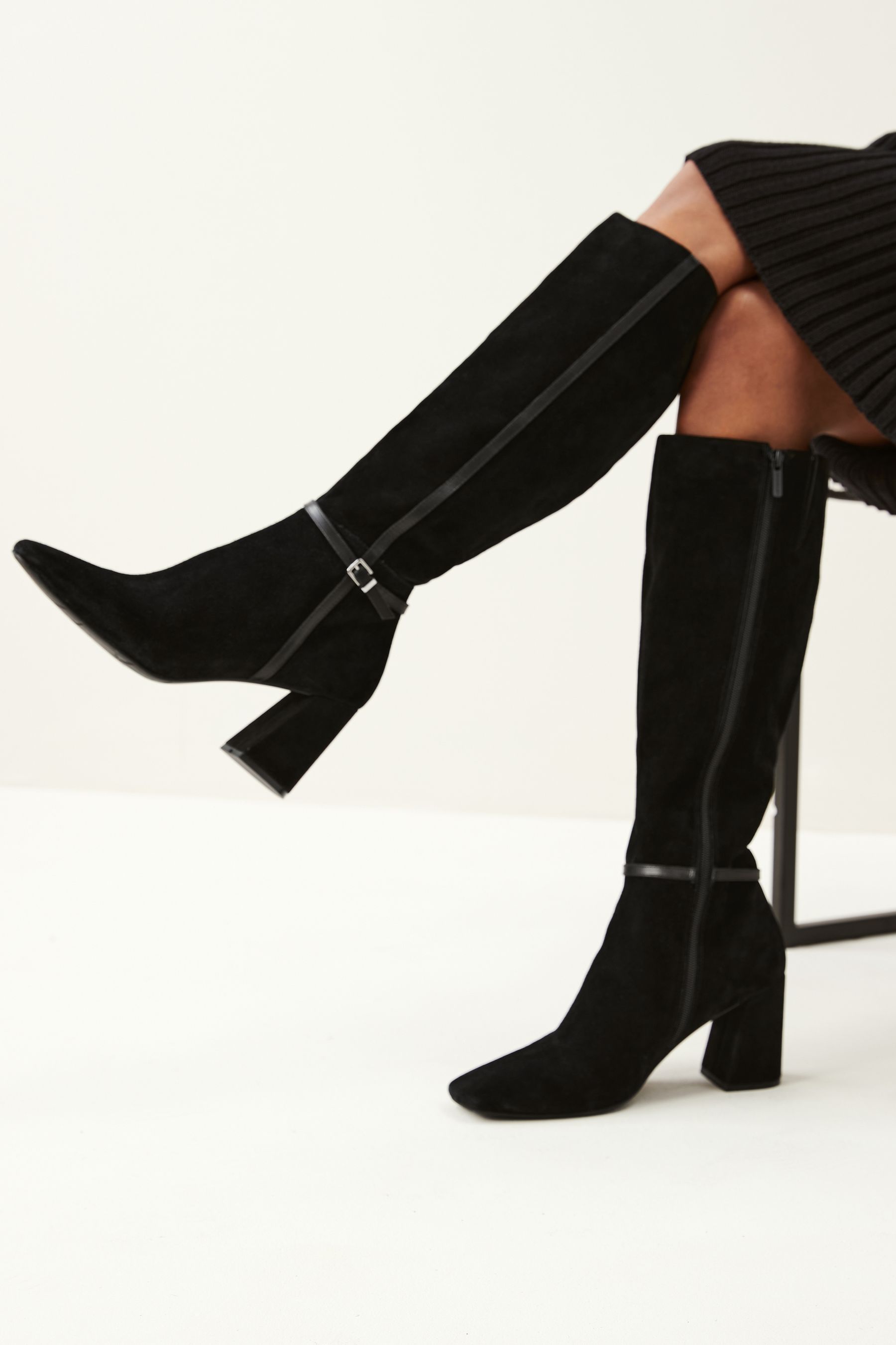 Black Forever Comfort With Motionflex Square Toe Knee High Boots
