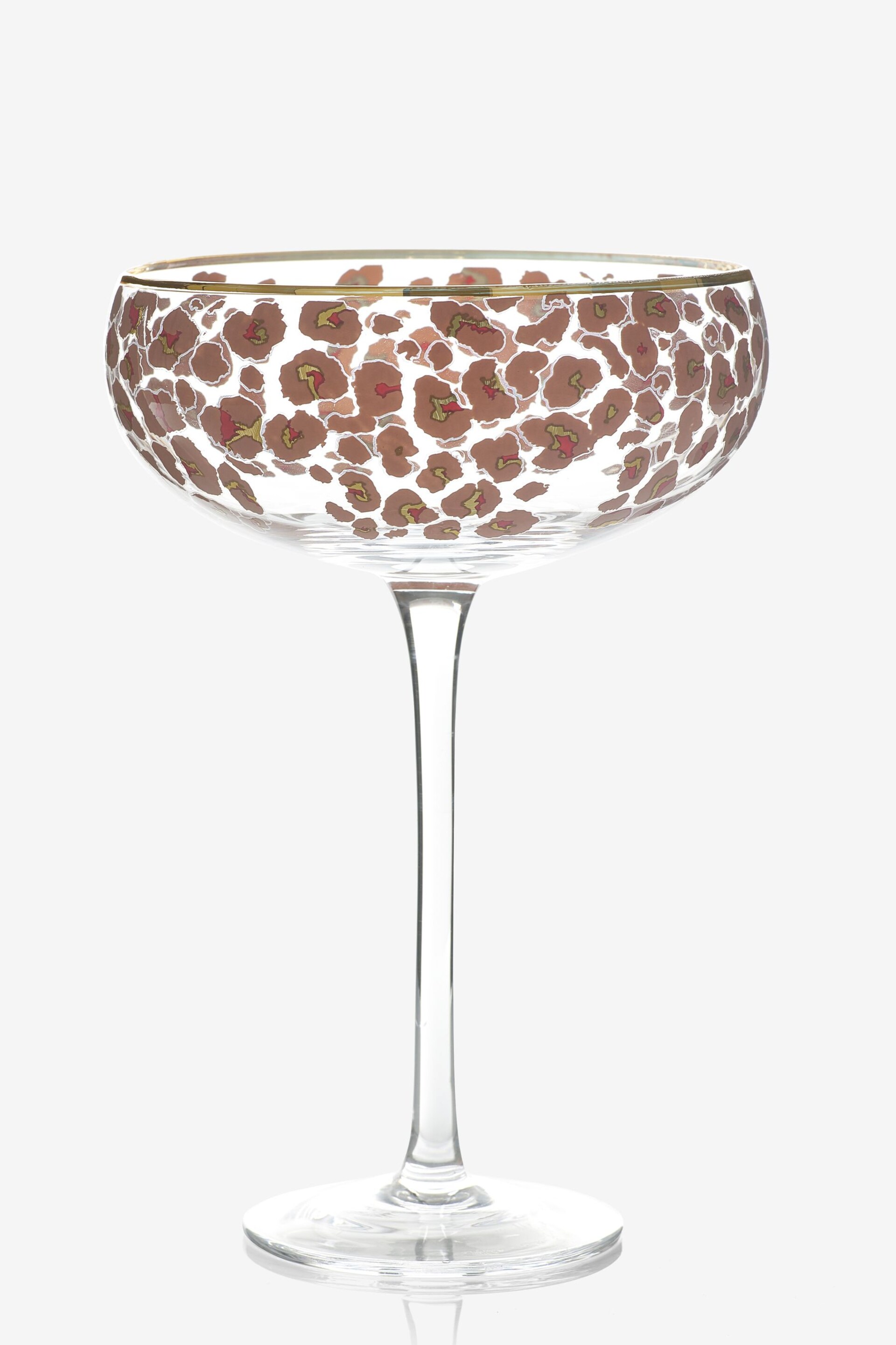 Set of 2 Pink Leopard Print Coupe Glasses - Image 4 of 4