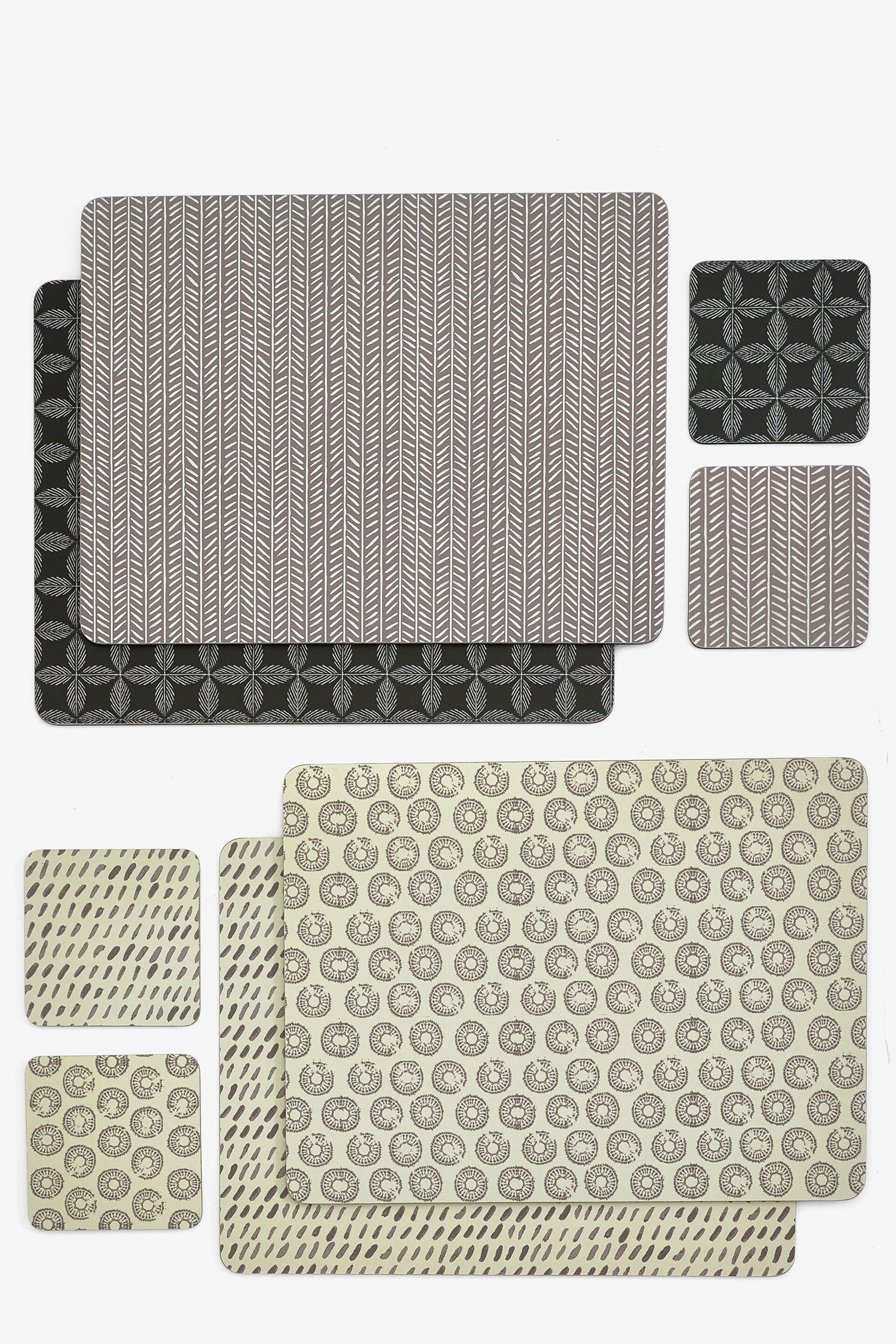Set of 4 Grey Global Print Corkback Placemats And Coasters - Image 3 of 3