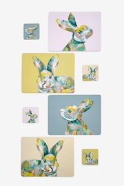 Set of 4 Yellow Bunny Rabbit Corkback Placemats And Coasters - Image 4 of 4