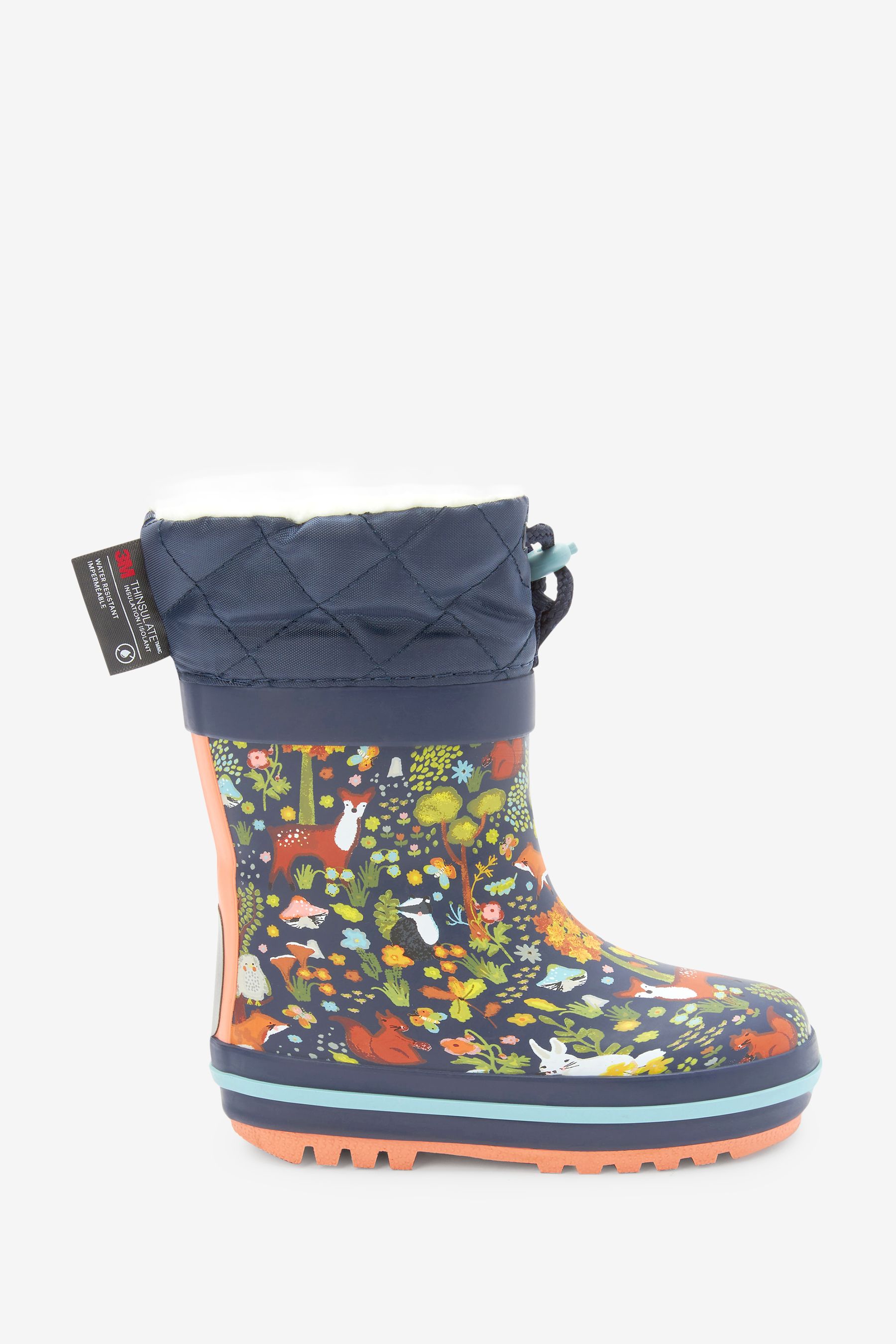 Buy Navy Blue Woodland Thermal Thinsulate Lined Cuff Wellies from Next Luxembourg