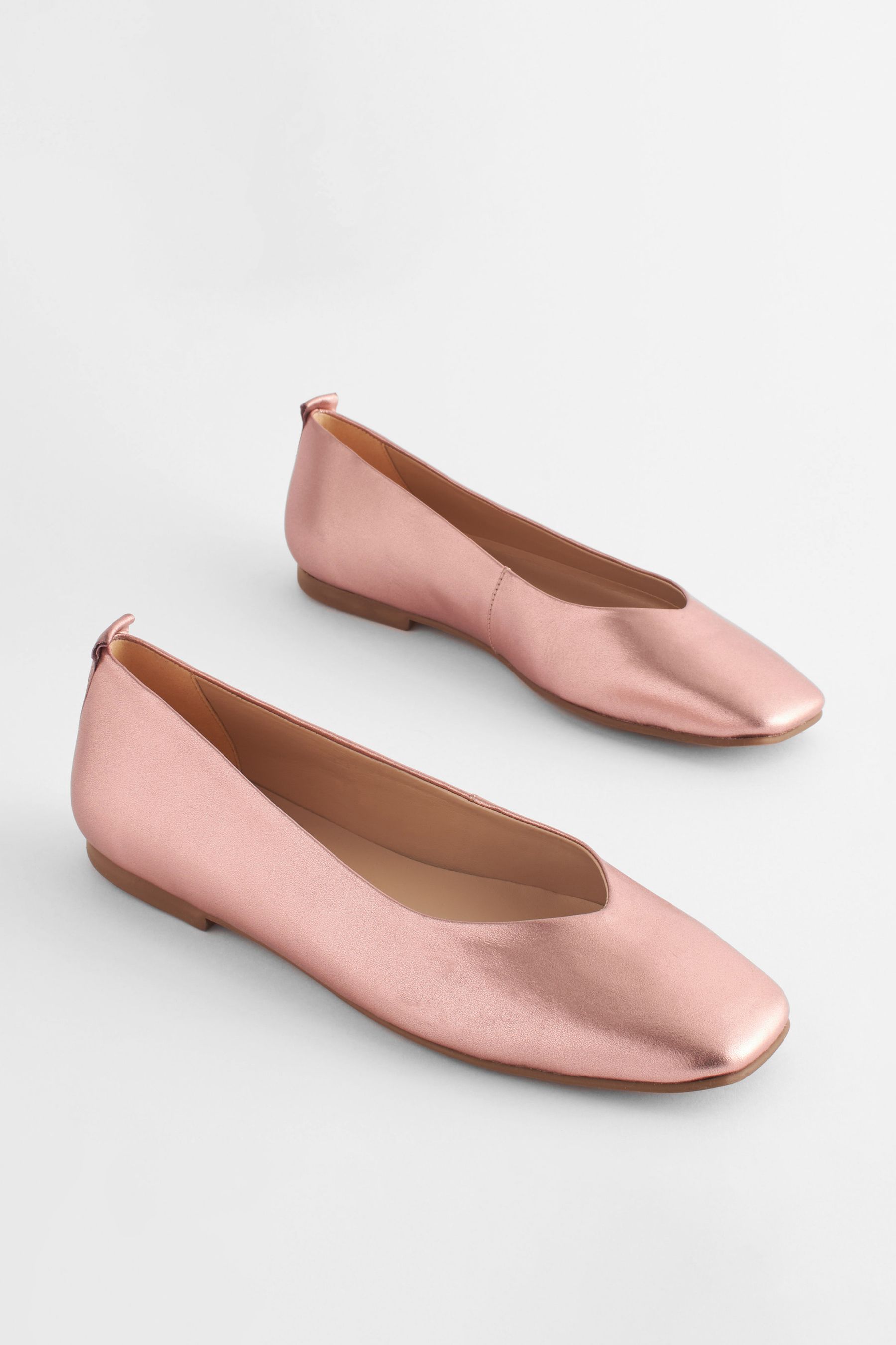 Buy Pink Signature Leather Hi Cut Ballerina Shoes from Next Luxembourg
