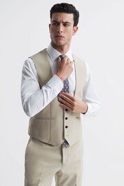 Reiss Stone Fine Horse Shoe Slim Fit Six Button Wool Waistcoat - Image 6 of 8