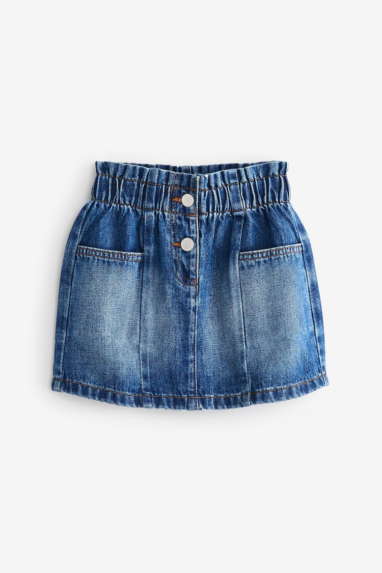 Mid Blue Denim 100% Cotton Paperbag Waist Skirt (3-16yrs) - Image 2 of 4