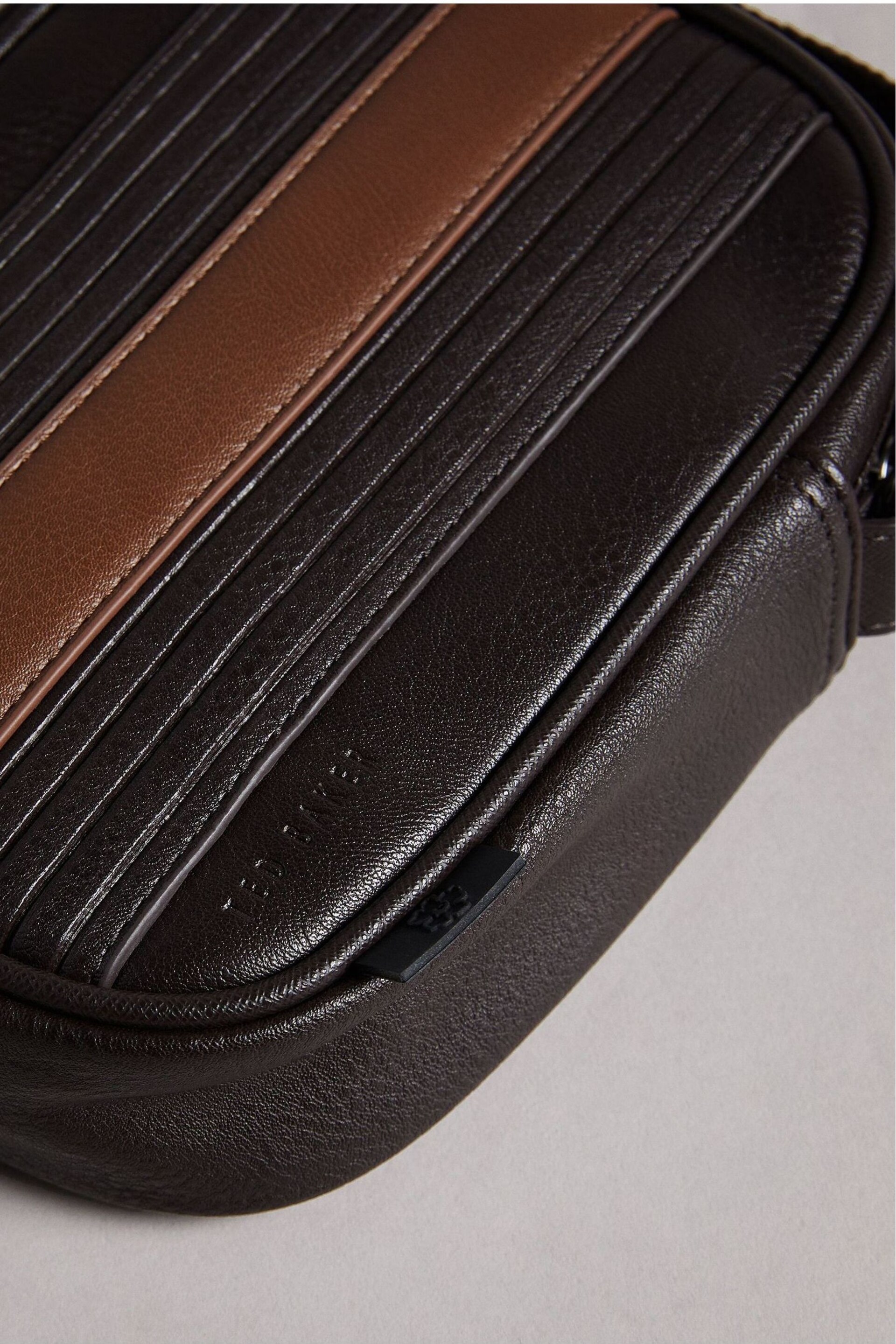 Ted Baker Brown Striped Evver PU Flight Bag - Image 4 of 4