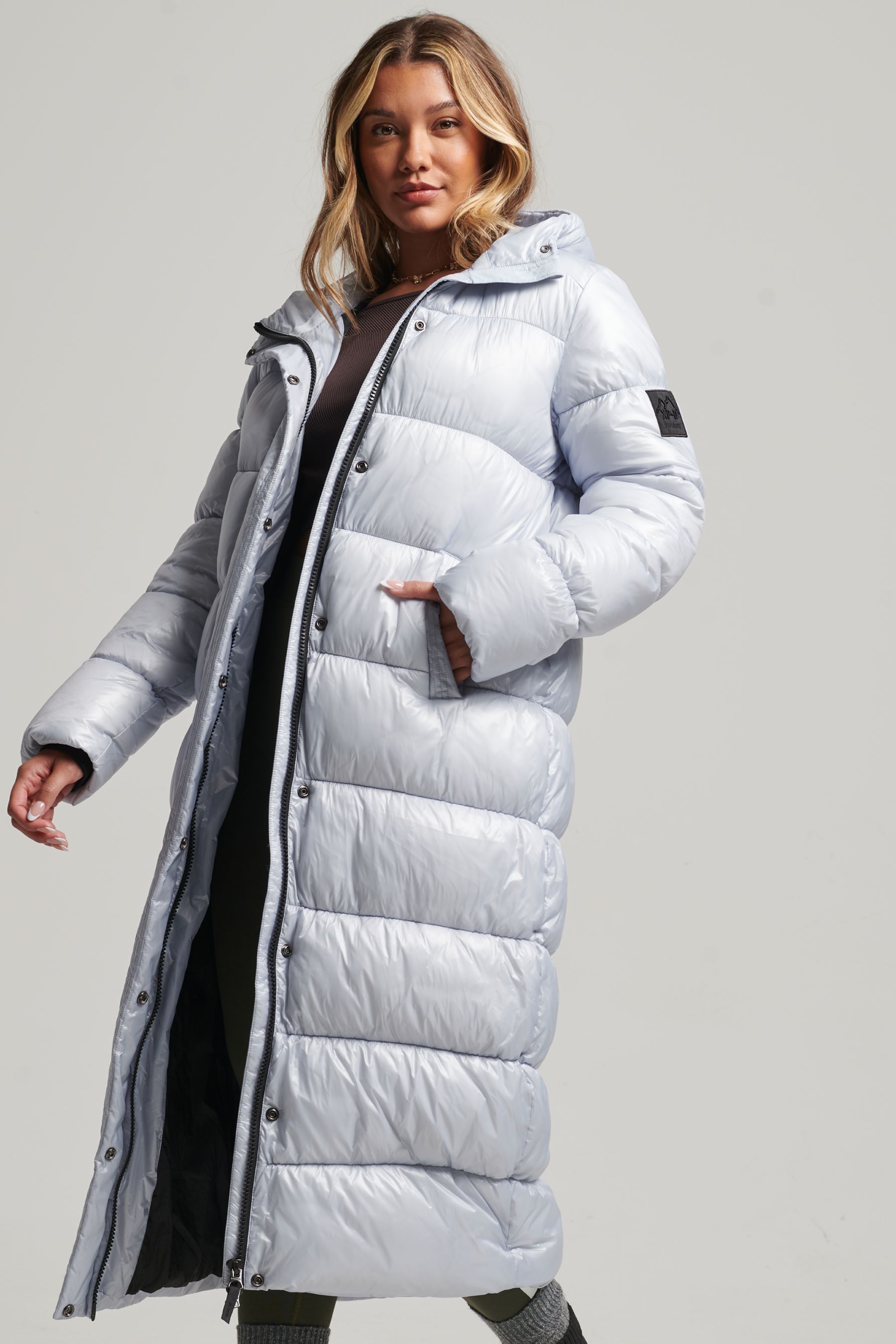 Buy Superdry Grey XPD Sports Longline Puffer Coat from Next Luxembourg