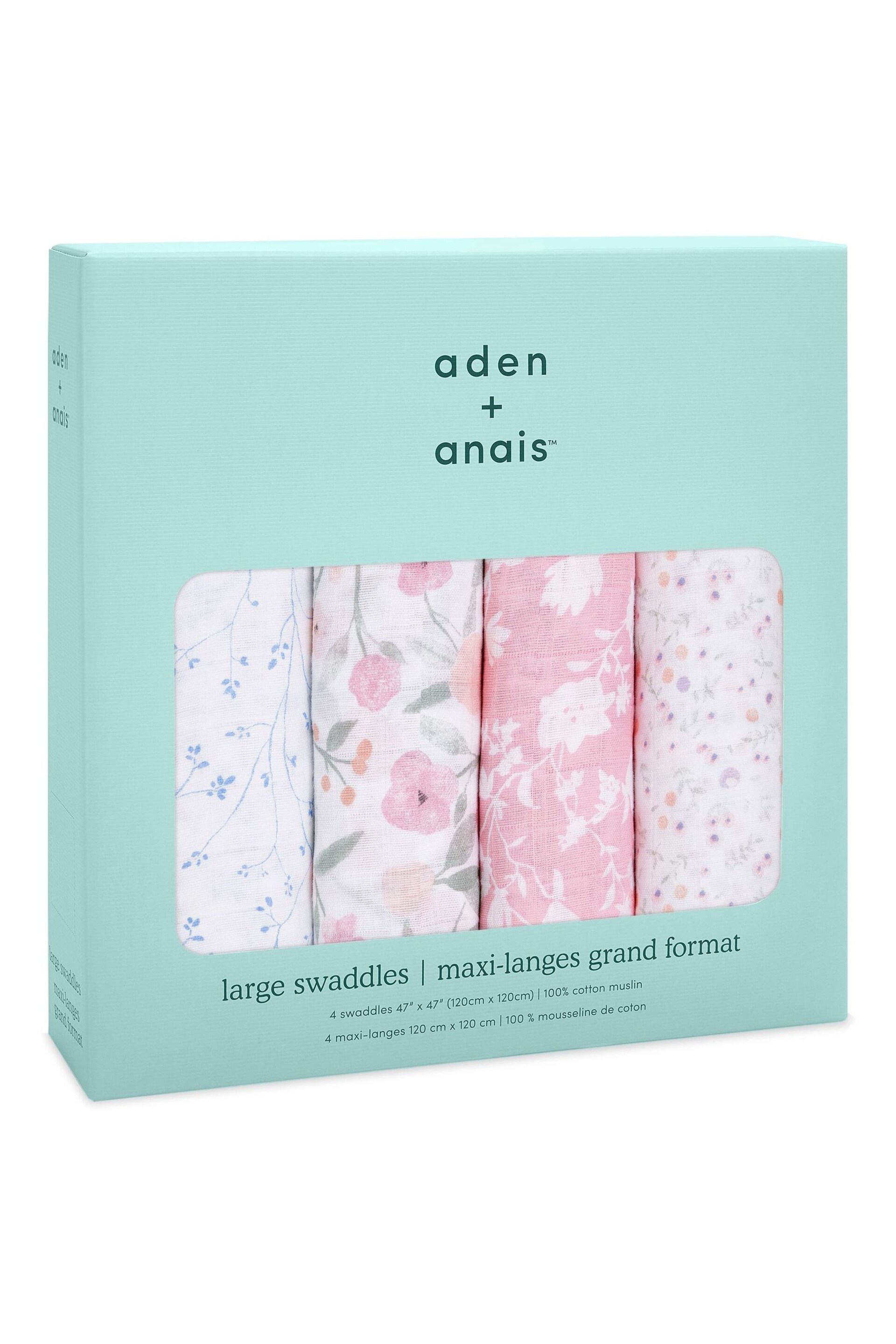 aden + anais ma fleur Large Cotton Muslin Blankets 4 Pack - Image 2 of 5