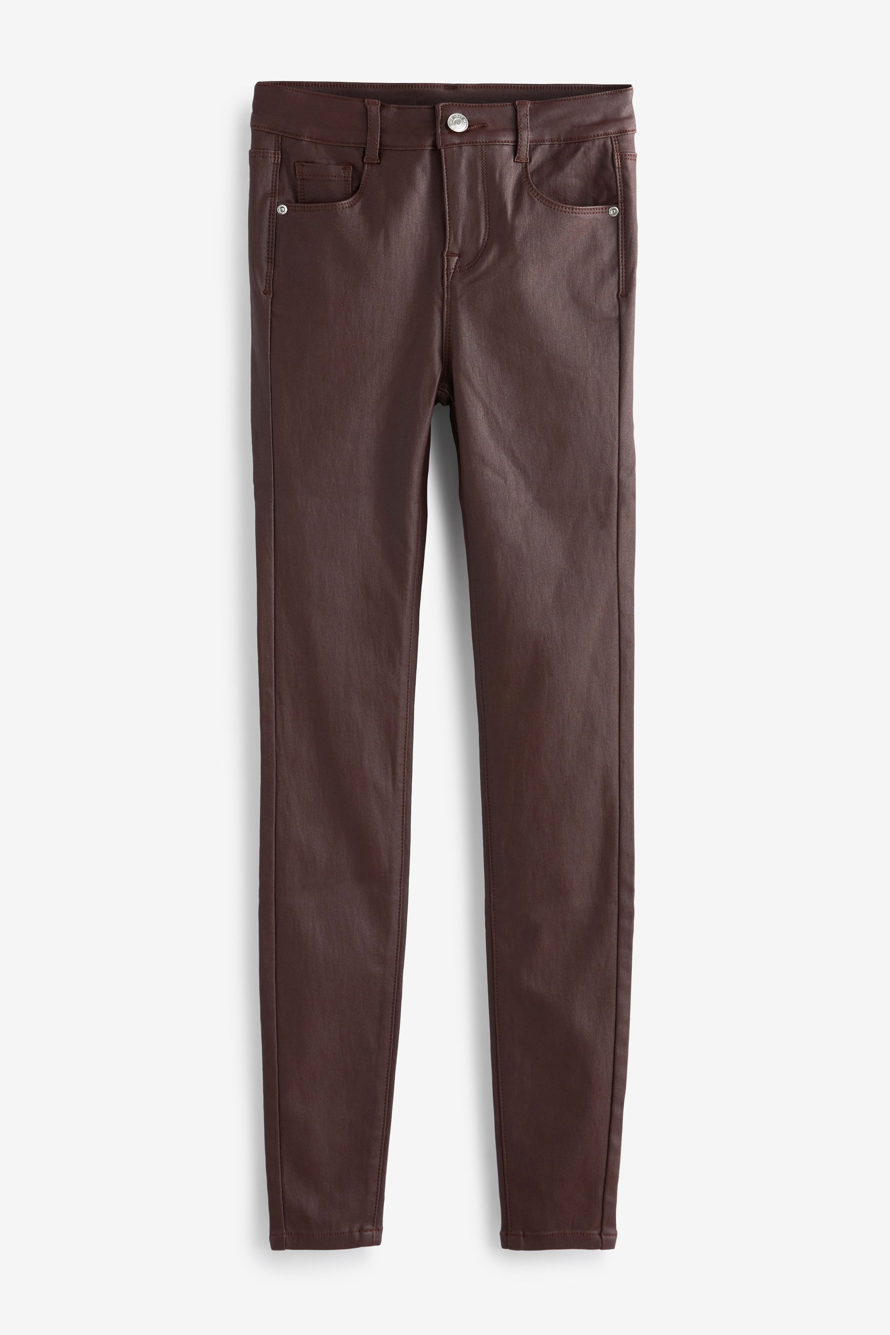 Buy Chocolate Brown Coated Skinny Jeans from Next Luxembourg
