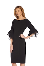 Adrianna Papell Black Knit Crepe Tiered Sleeve Dress - Image 1 of 6