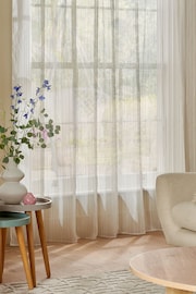 Natural Stripe Voile Slot Top Unlined Sheer Panel Curtain - Image 3 of 7