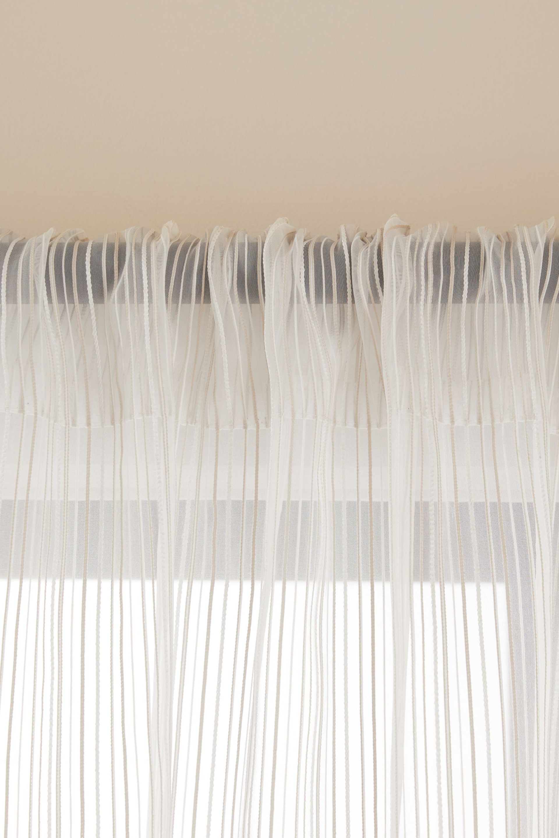 Natural Stripe Voile Slot Top Unlined Sheer Panel Curtain - Image 5 of 7