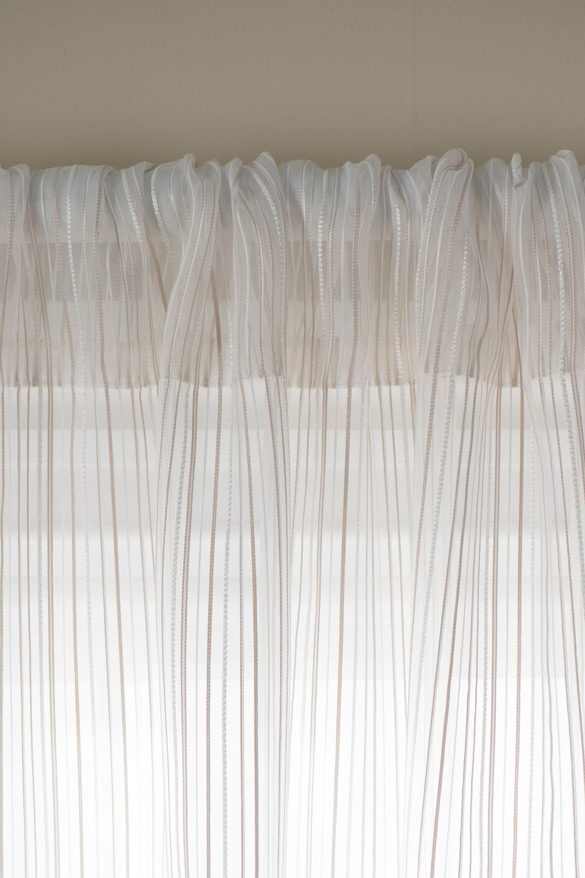Natural Stripe Voile Slot Top Unlined Sheer Panel Curtain - Image 6 of 7