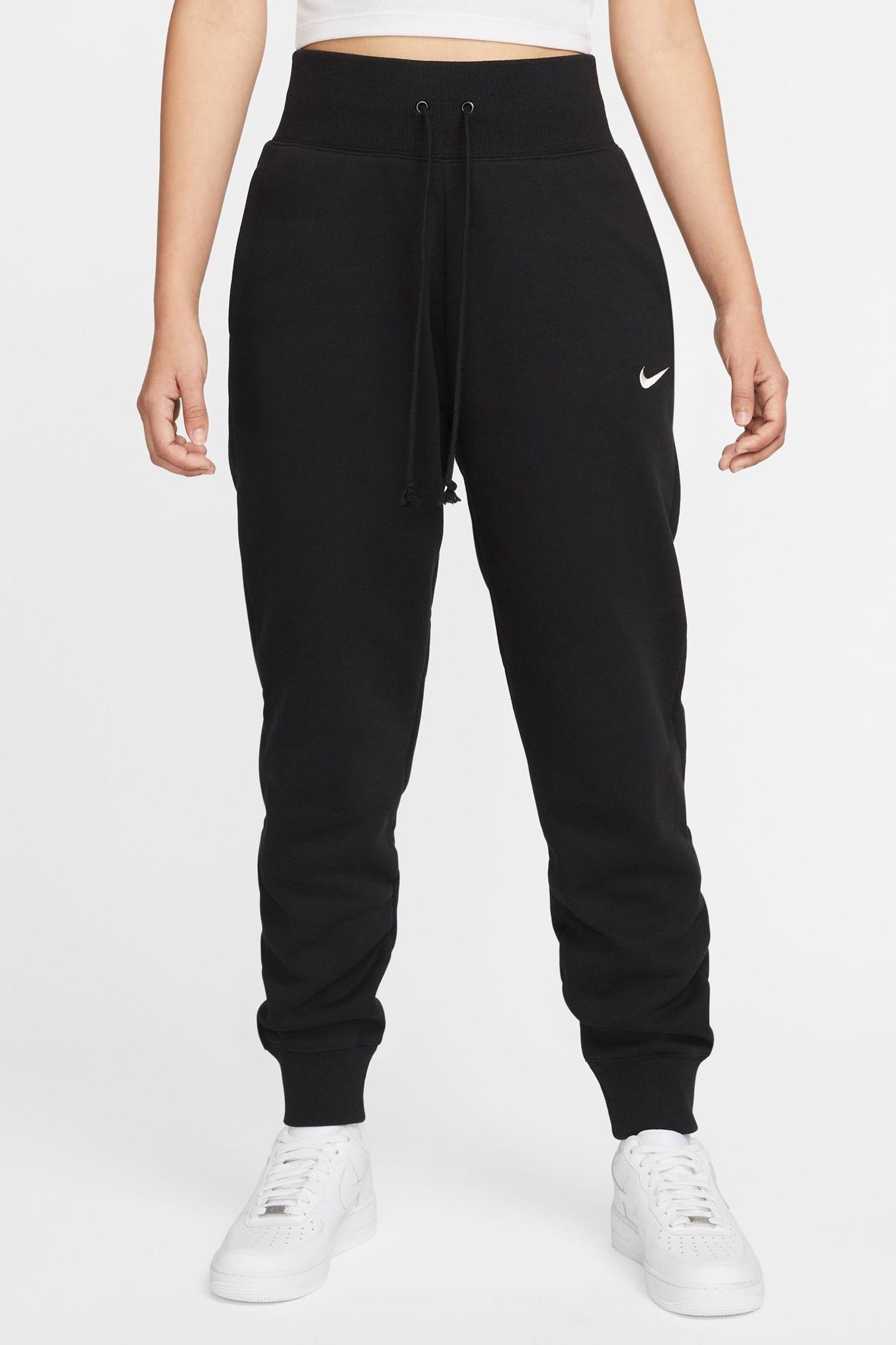 Nike mini swoosh black joggers best sale