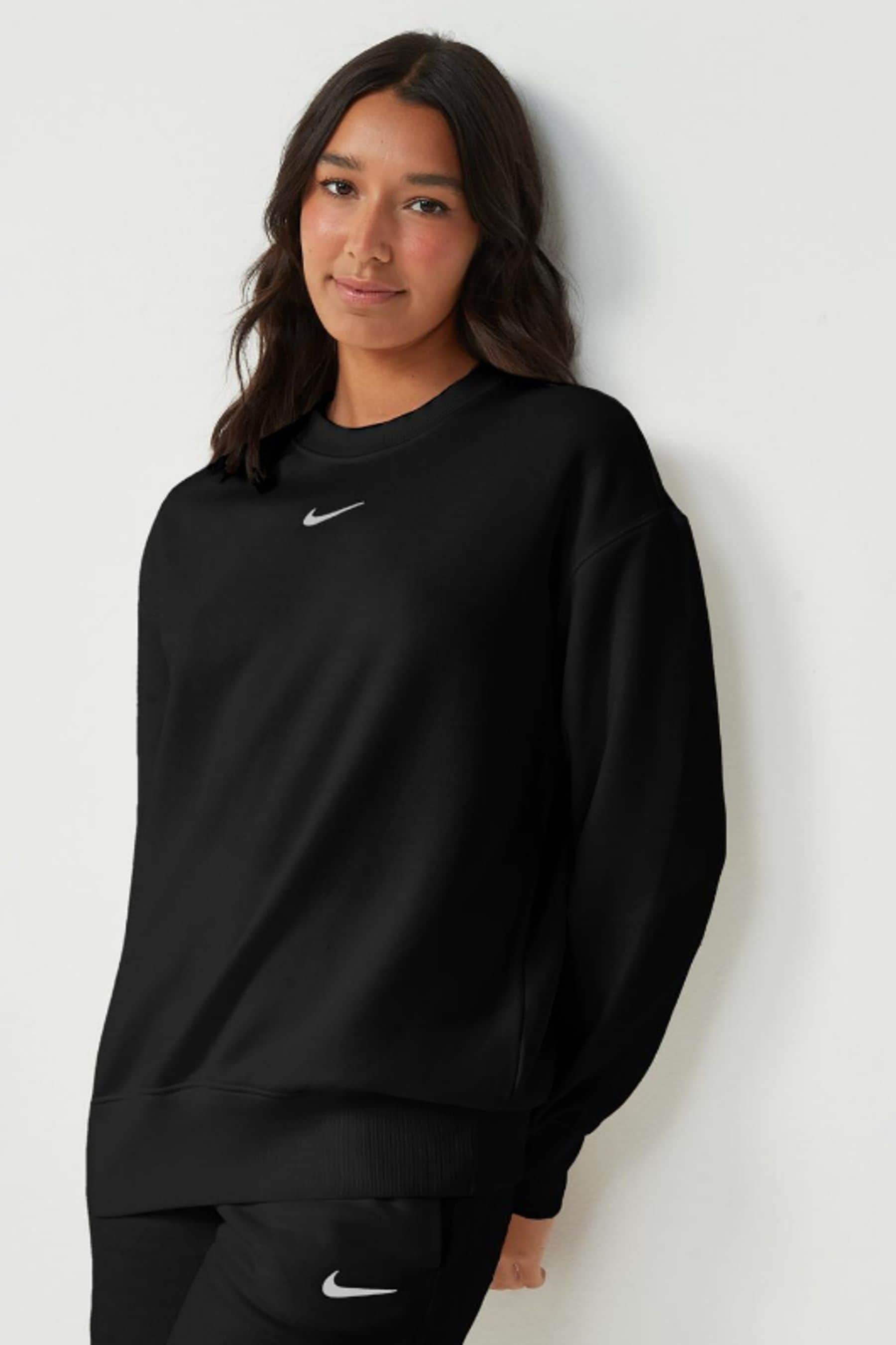 Nike mini swoosh oversized boxy black sweatshirt online