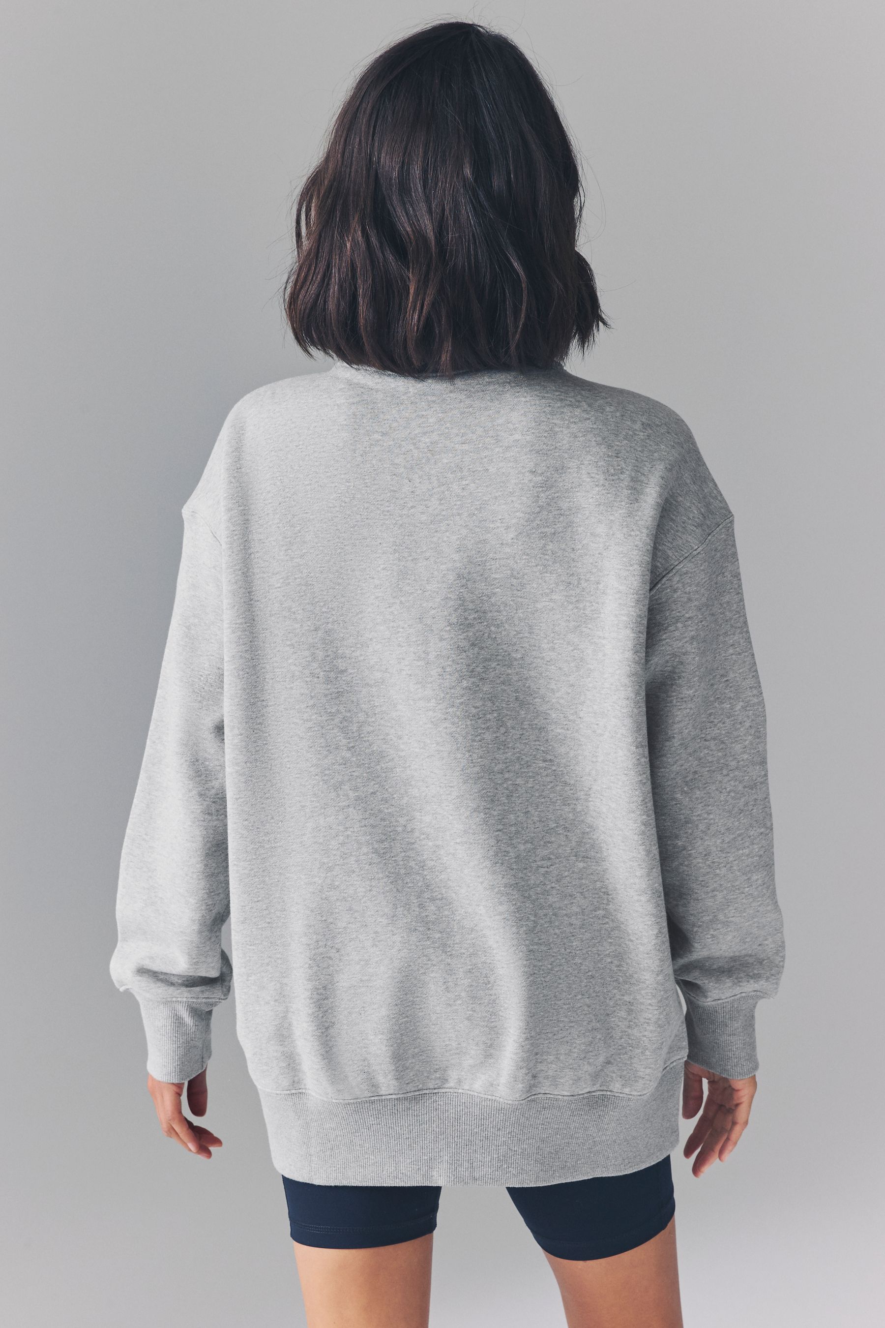 Nike mini swoosh oversized cropped grey sweatshir clearance