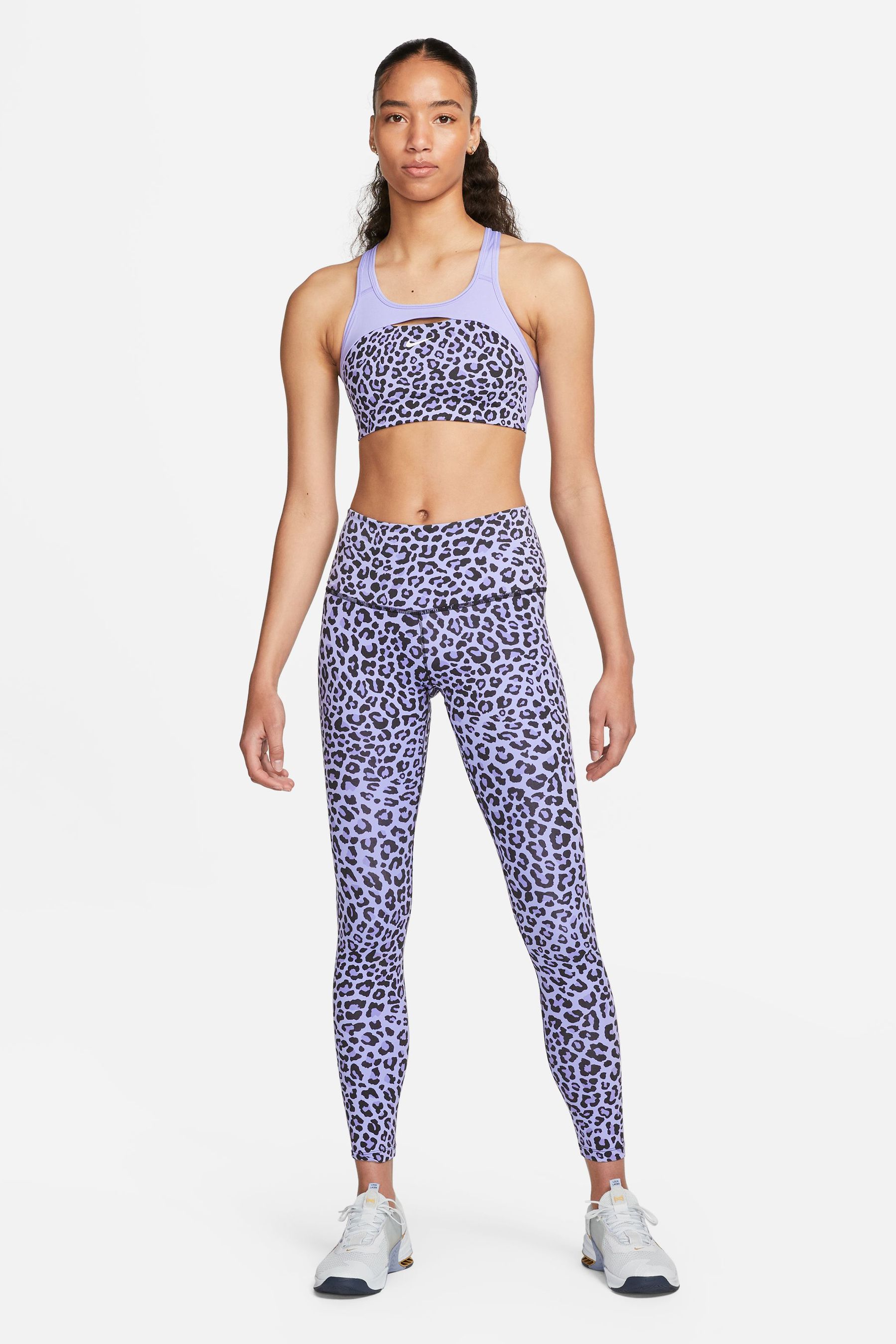 Buy Nike Lilac Dri FIT Swoosh Leopard Medium Support Non Padded Sports Bra from Next Belgium