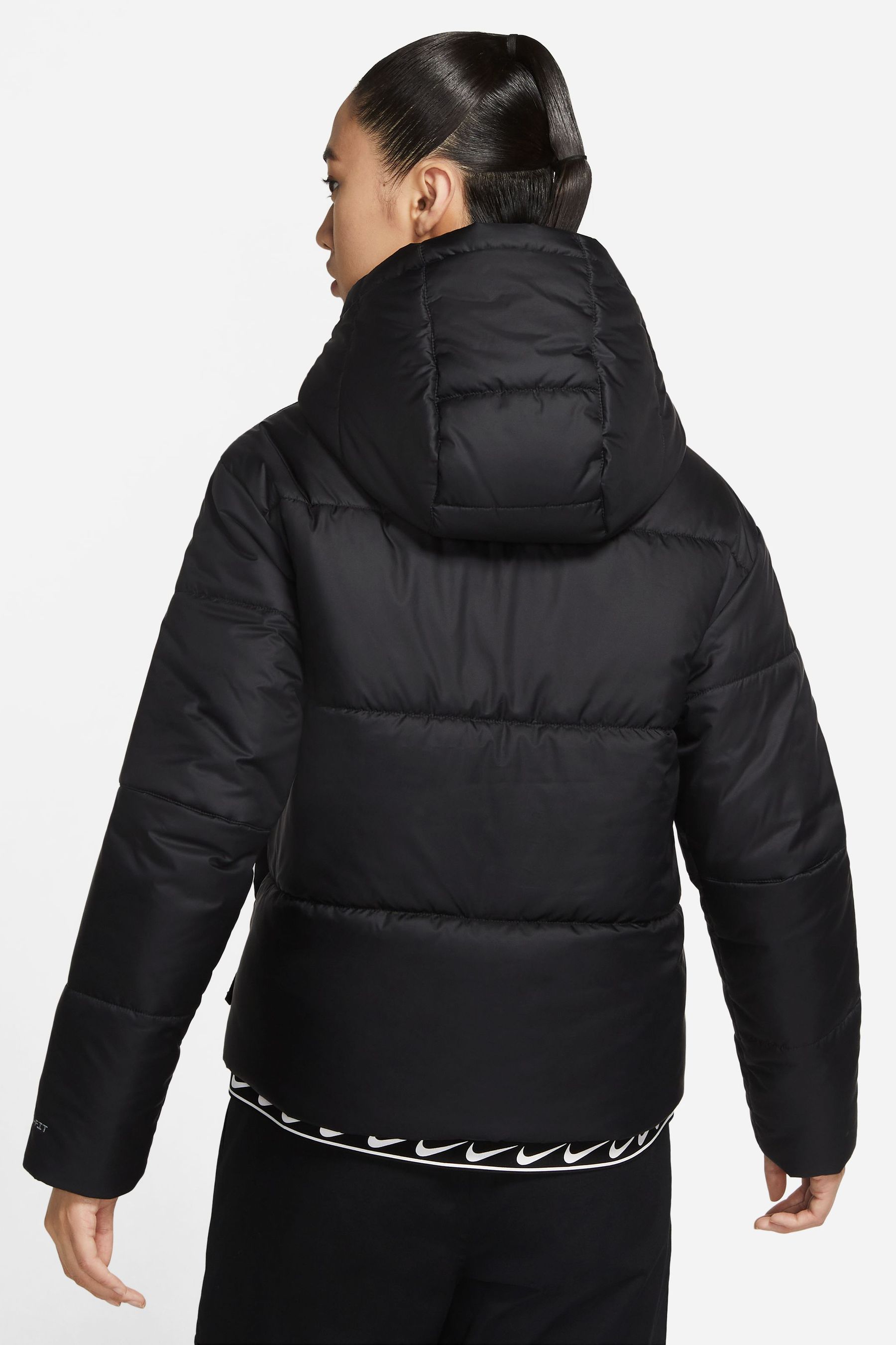 Buy Nike Black Therma Fit Tape Hooded Puffer Coat from Next Ireland
