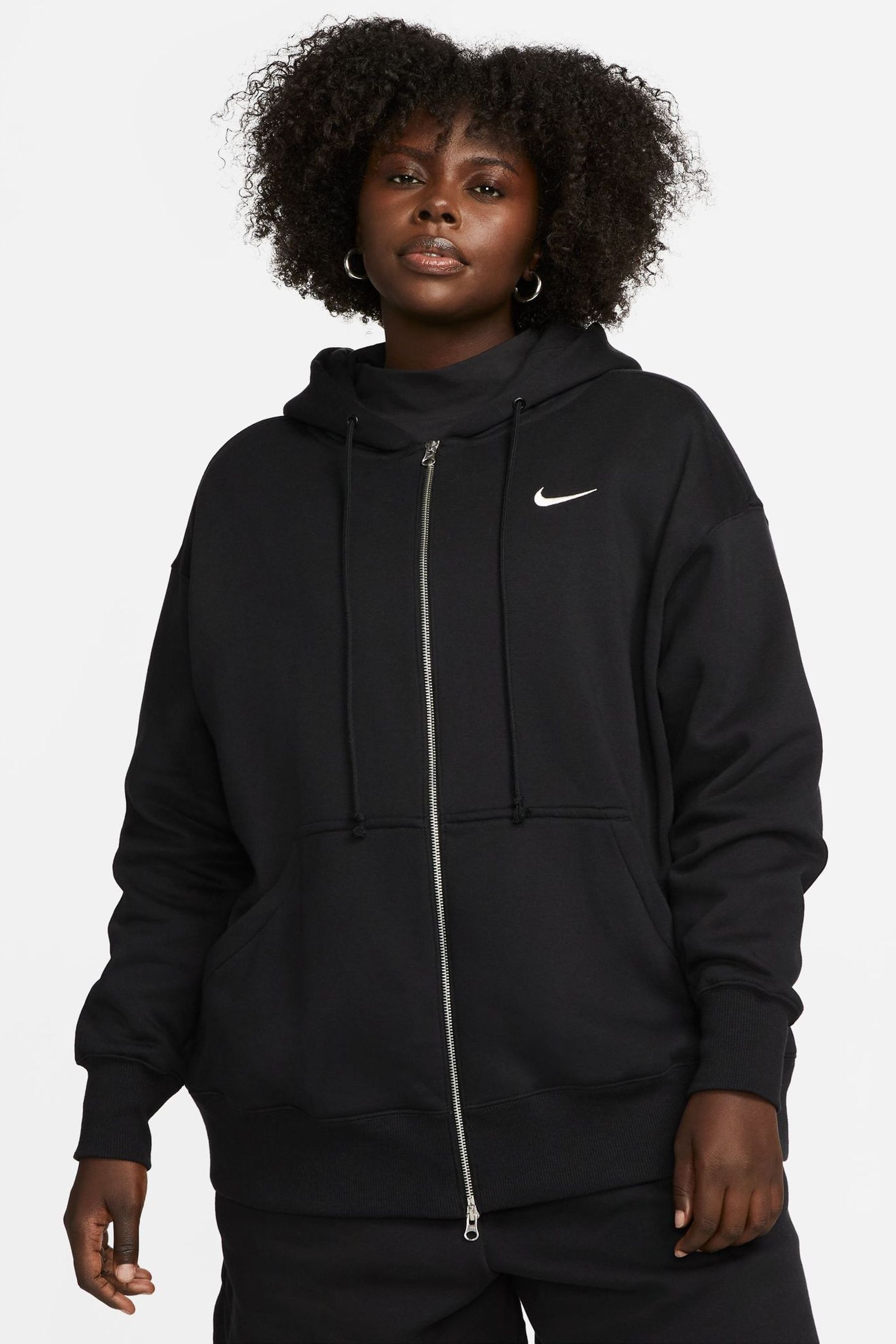 Buy Nike Black Chrome Oversized Curve Zip Hoodie from the Next UK online shop
