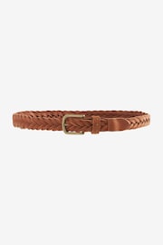 Tan Brown Plaited Leather Belt - Image 3 of 4