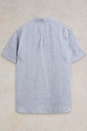 White Stuff Blue Pembroke Short Sleeve Linen Shirt - Image 6 of 6