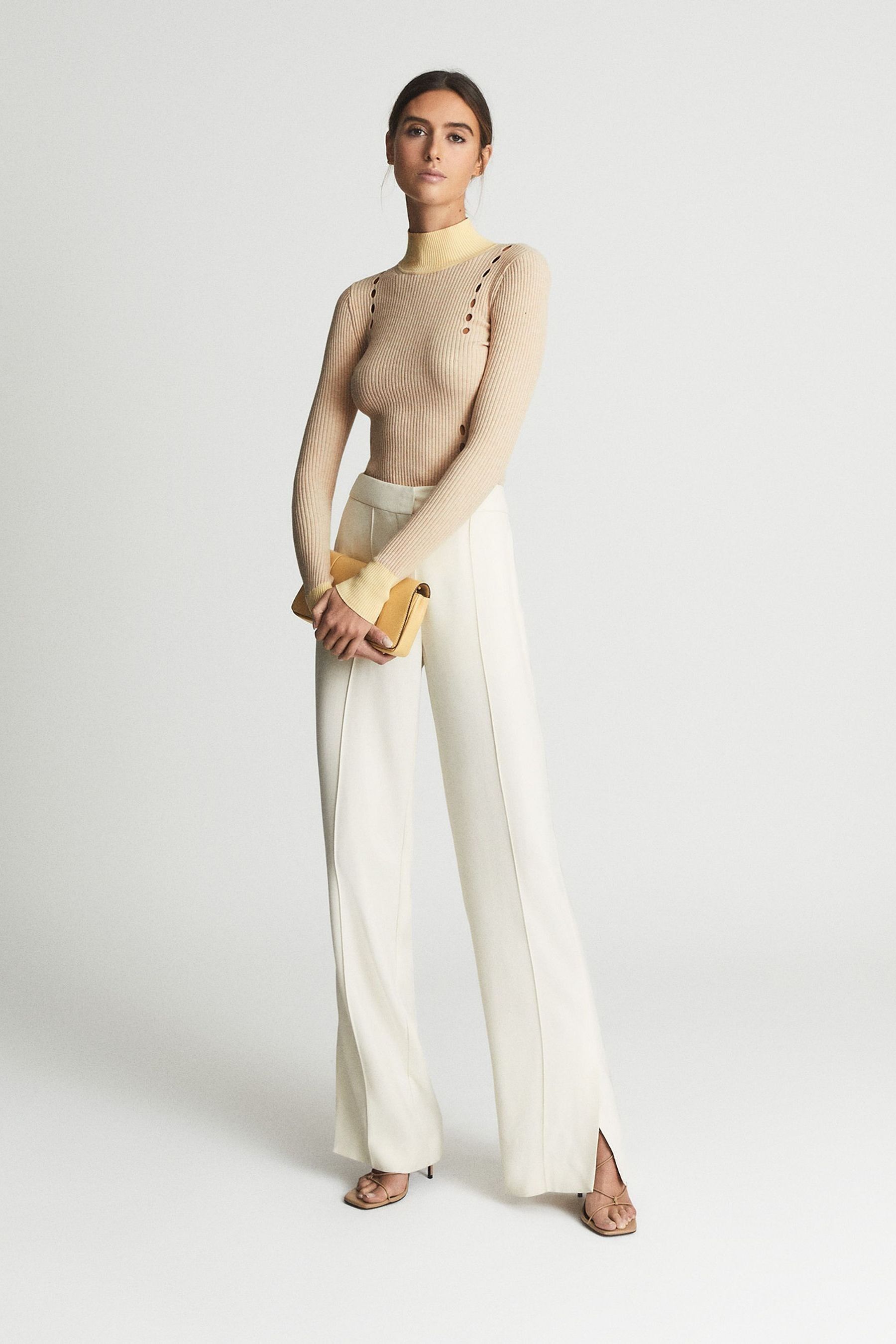 Buy Reiss Cream Gia Petite Wide Leg Trousers from Next Luxembourg