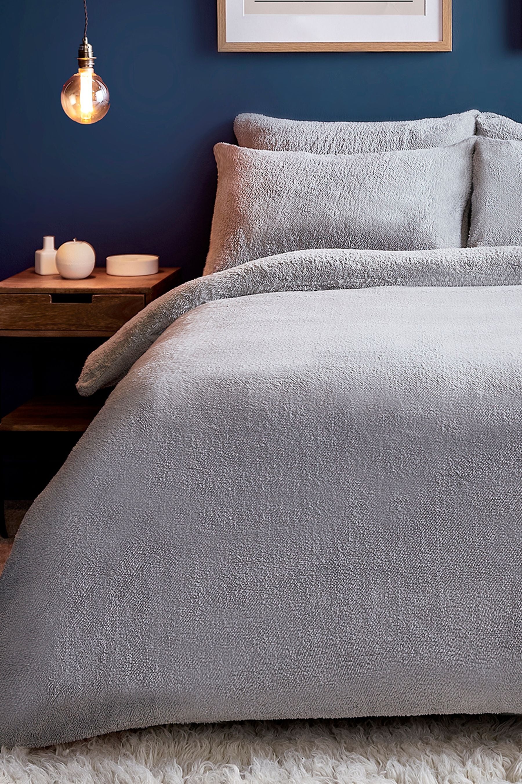 Buy Silentnight Silver Borg Fleece Cosy Teddy Duvet Cover and Pillowcase Set from the Next UK online shop