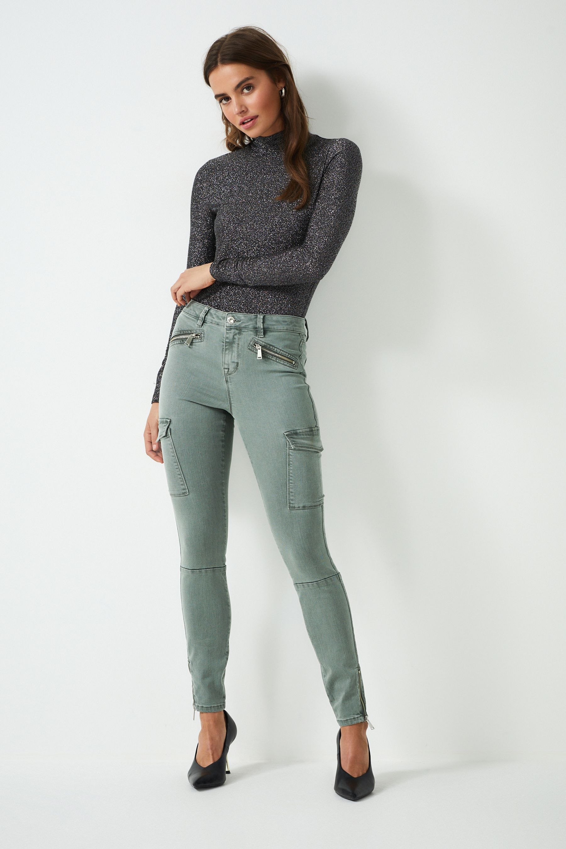 Buy Sage Green Cargo Skinny Jeans from Next Luxembourg