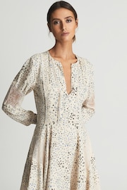 Reiss Blue/Ivory Elyse Romantic Floral Lace Trim Dress - Image 6 of 6