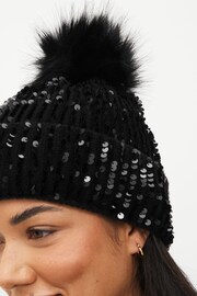 Black Sequin Pom Hat - Image 2 of 4