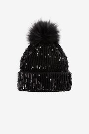 Black Sequin Pom Hat - Image 3 of 4
