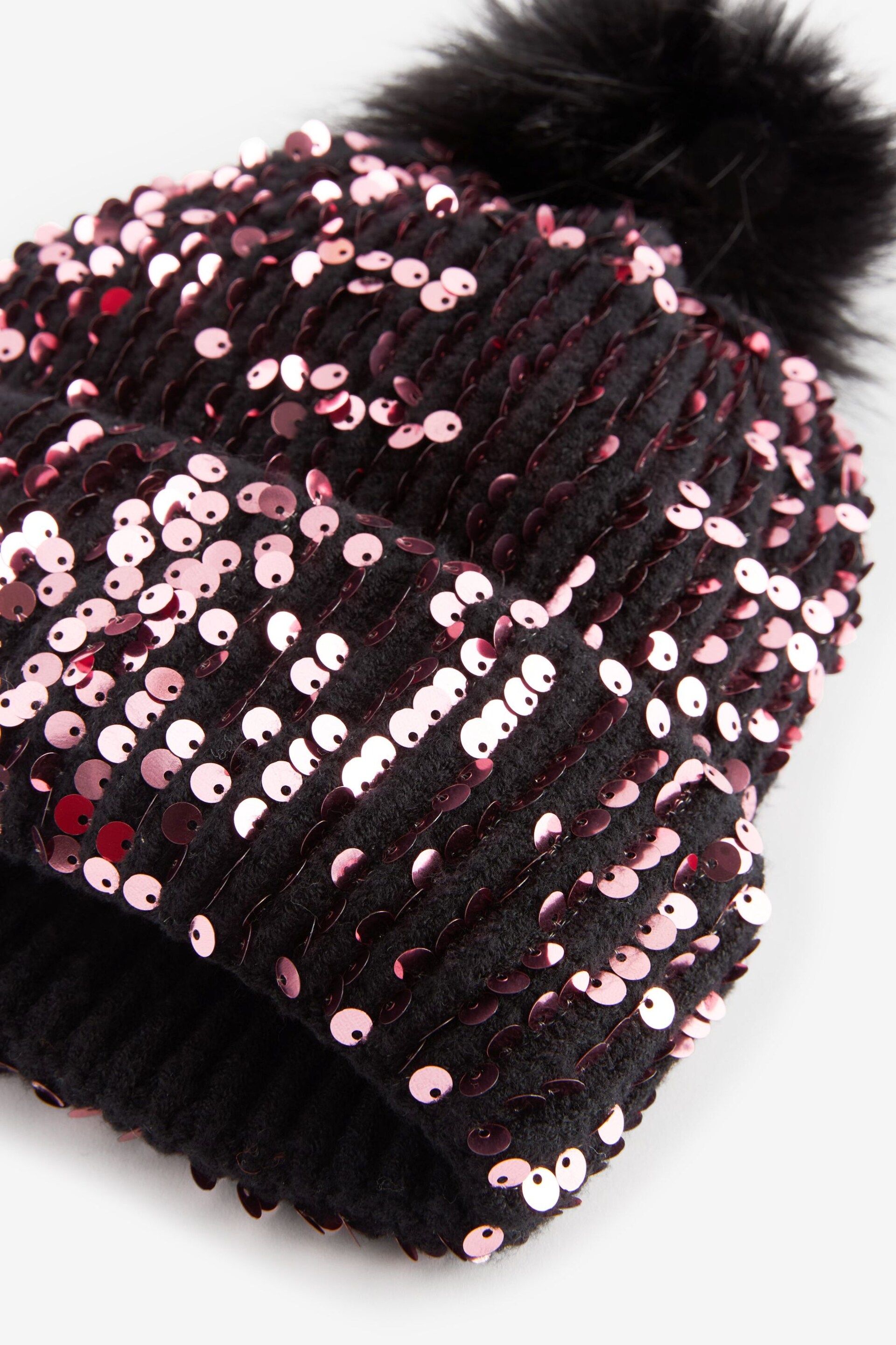 Berry Red Sequin Pom Hat - Image 3 of 3