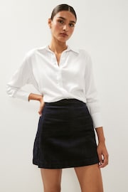 Navy Blue Corduroy Mini Skirt - Image 1 of 4