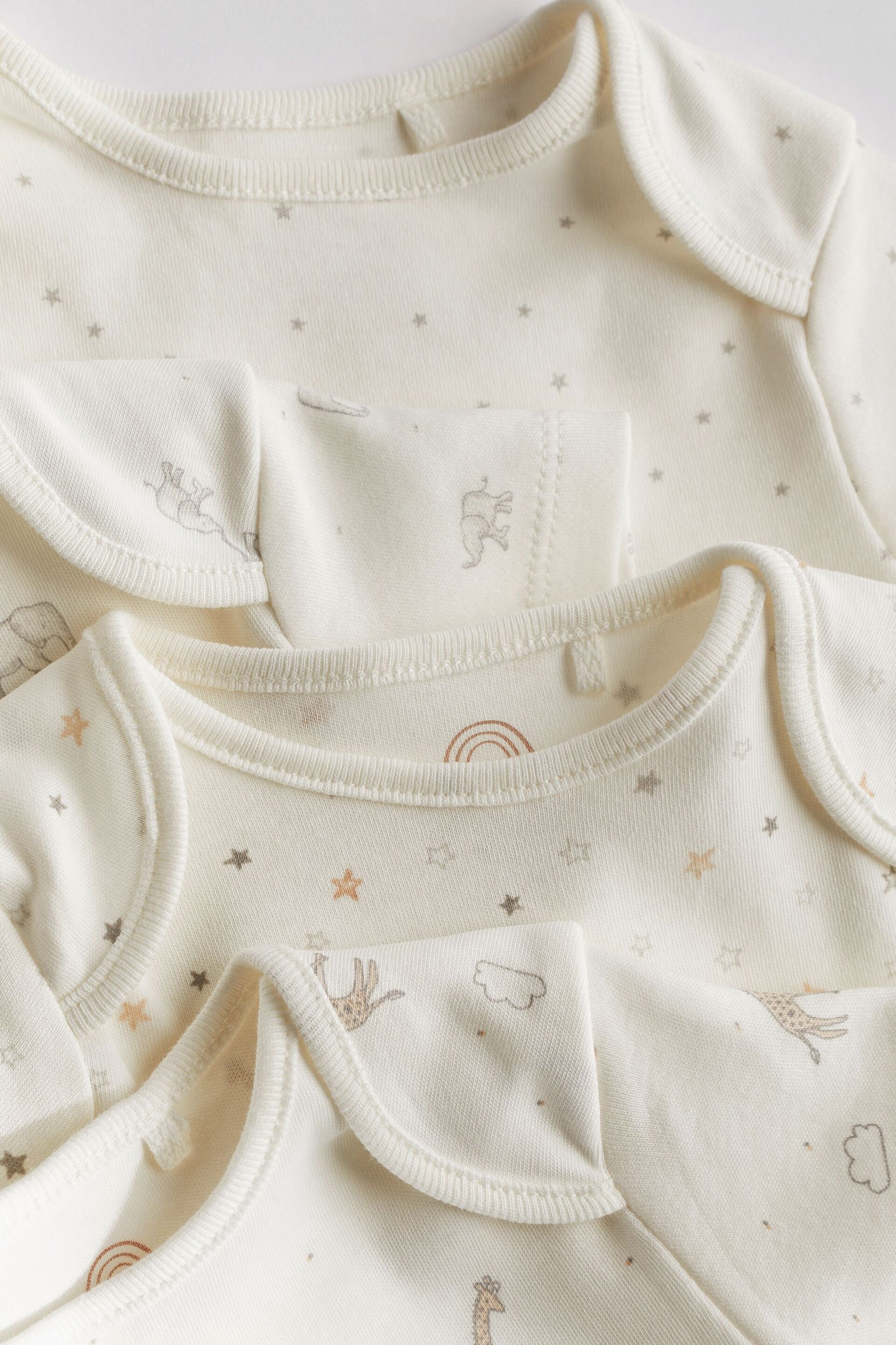 Delicate White Animal 4 Pack Baby Printed Short Sleeve Bodysuits - Image 4 of 6