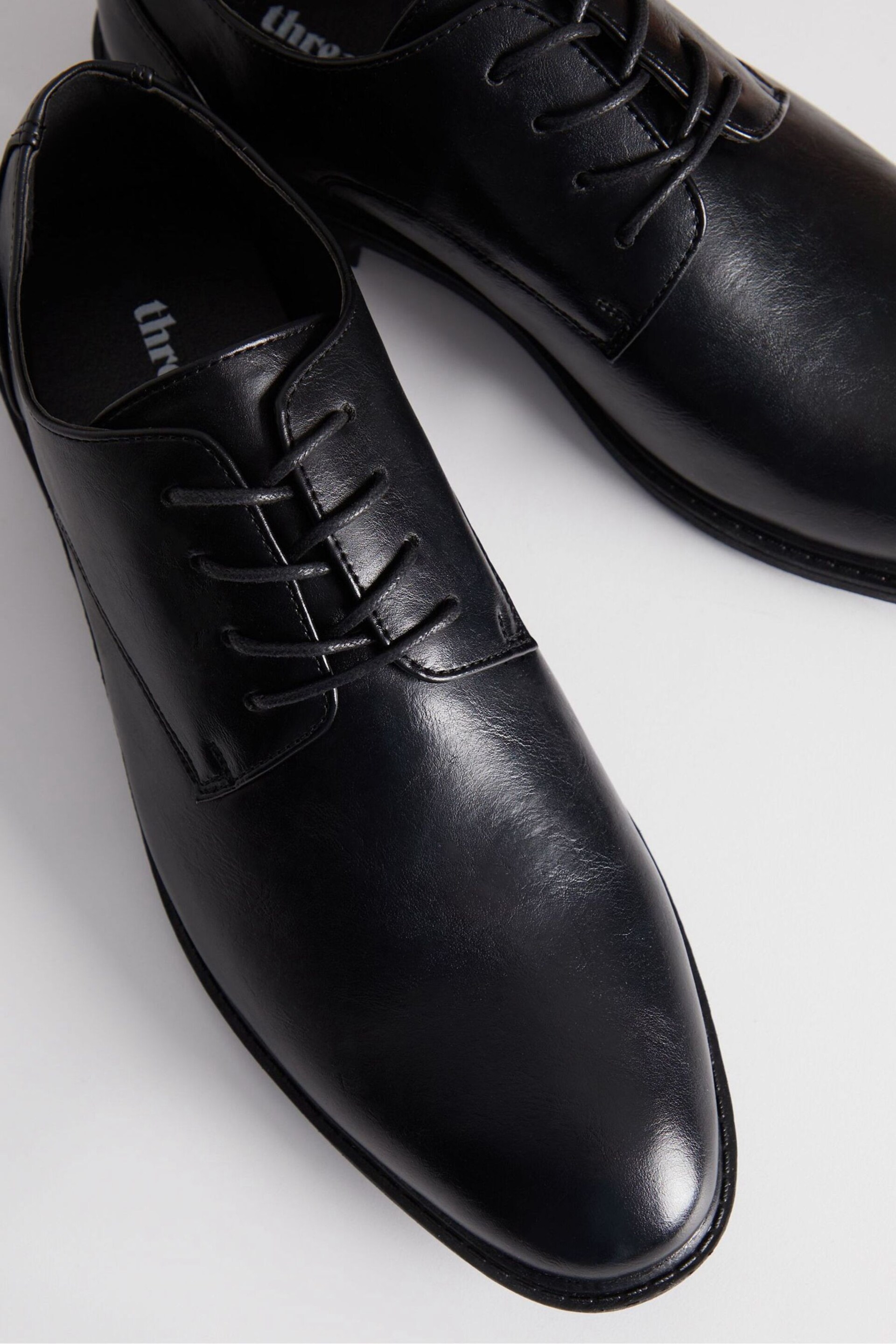 Threadbare Black Smart Derby Shoes - Image 3 of 4