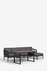 Black Sorrento Garden Sofa Chaise and Rising Table Dining Set - Image 4 of 7