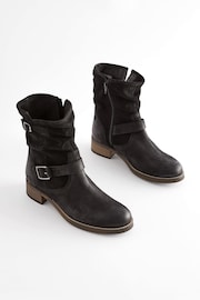 Black Regular/Wide Fit Forever Comfort® Leather Slouch Ankle Boots - Image 1 of 7