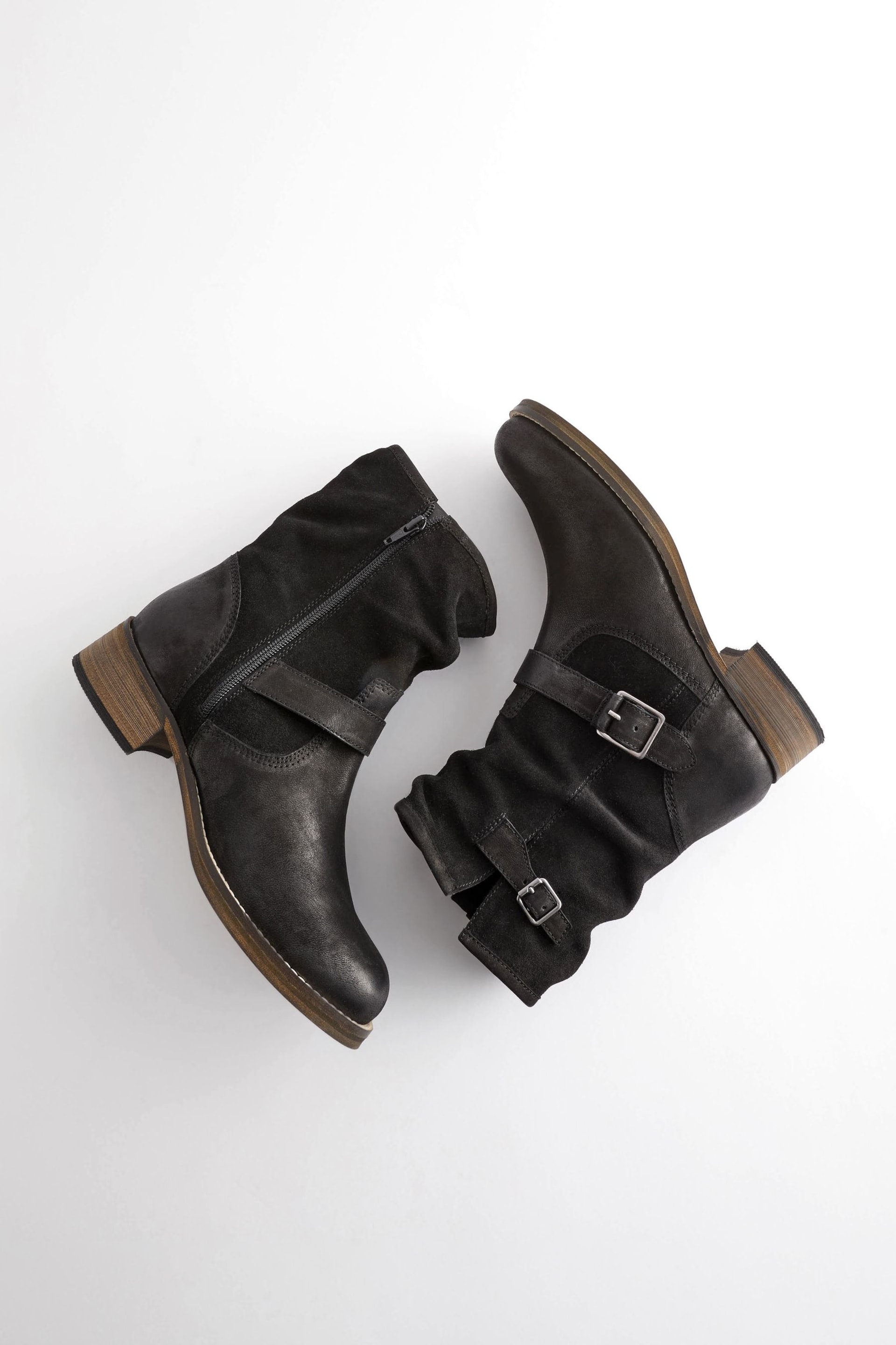 Black Regular/Wide Fit Forever Comfort® Leather Slouch Ankle Boots - Image 4 of 7