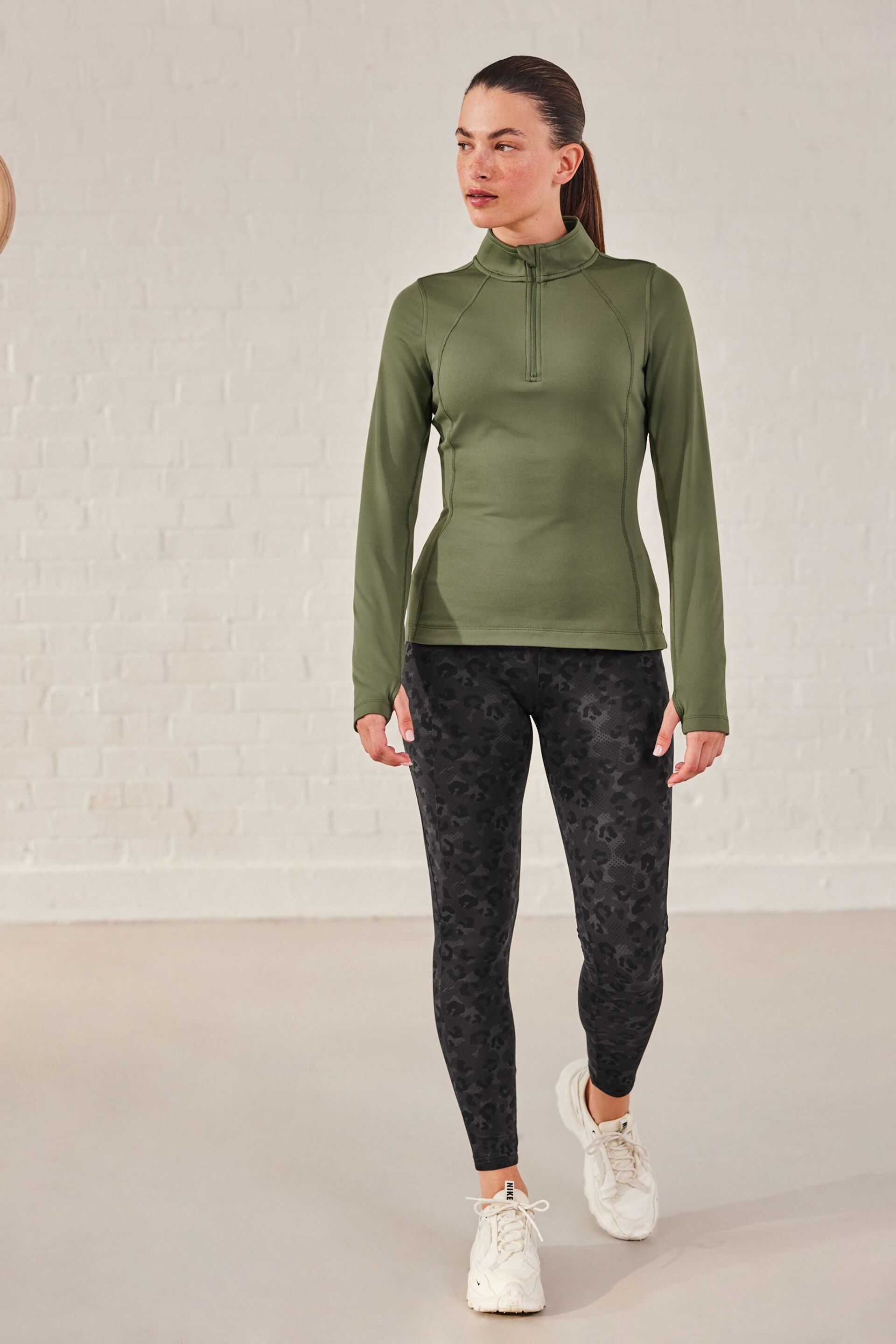 Khaki Green Elements Outdoor Fleece Lined Layer Top - Image 2 of 7