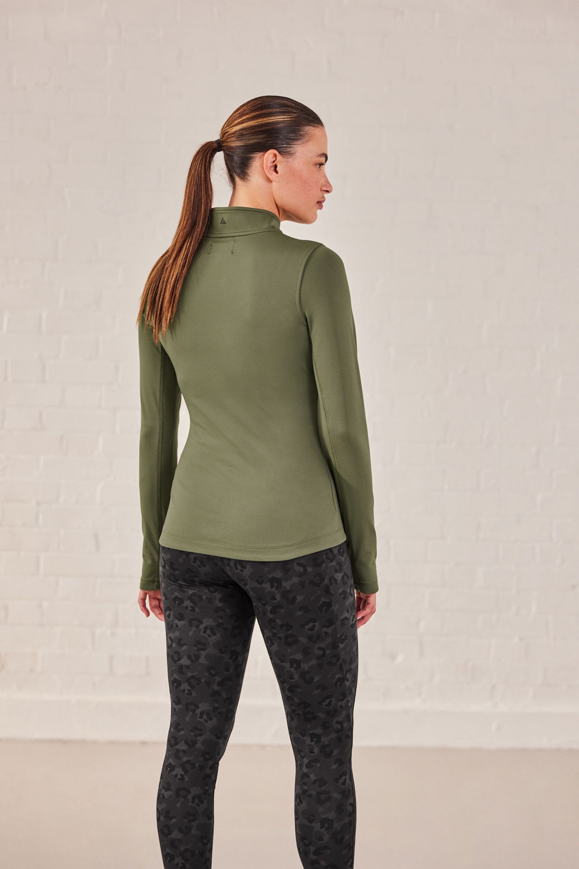 Khaki Green Elements Outdoor Fleece Lined Layer Top - Image 3 of 7