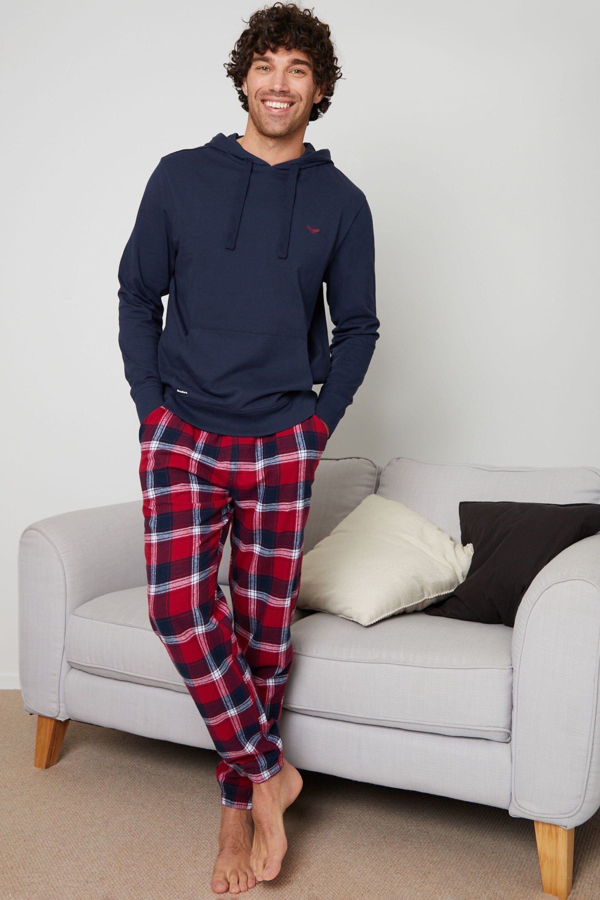 Threadbare Blue Hoodie and Check Pant Pyjama Set - Image 2 of 4