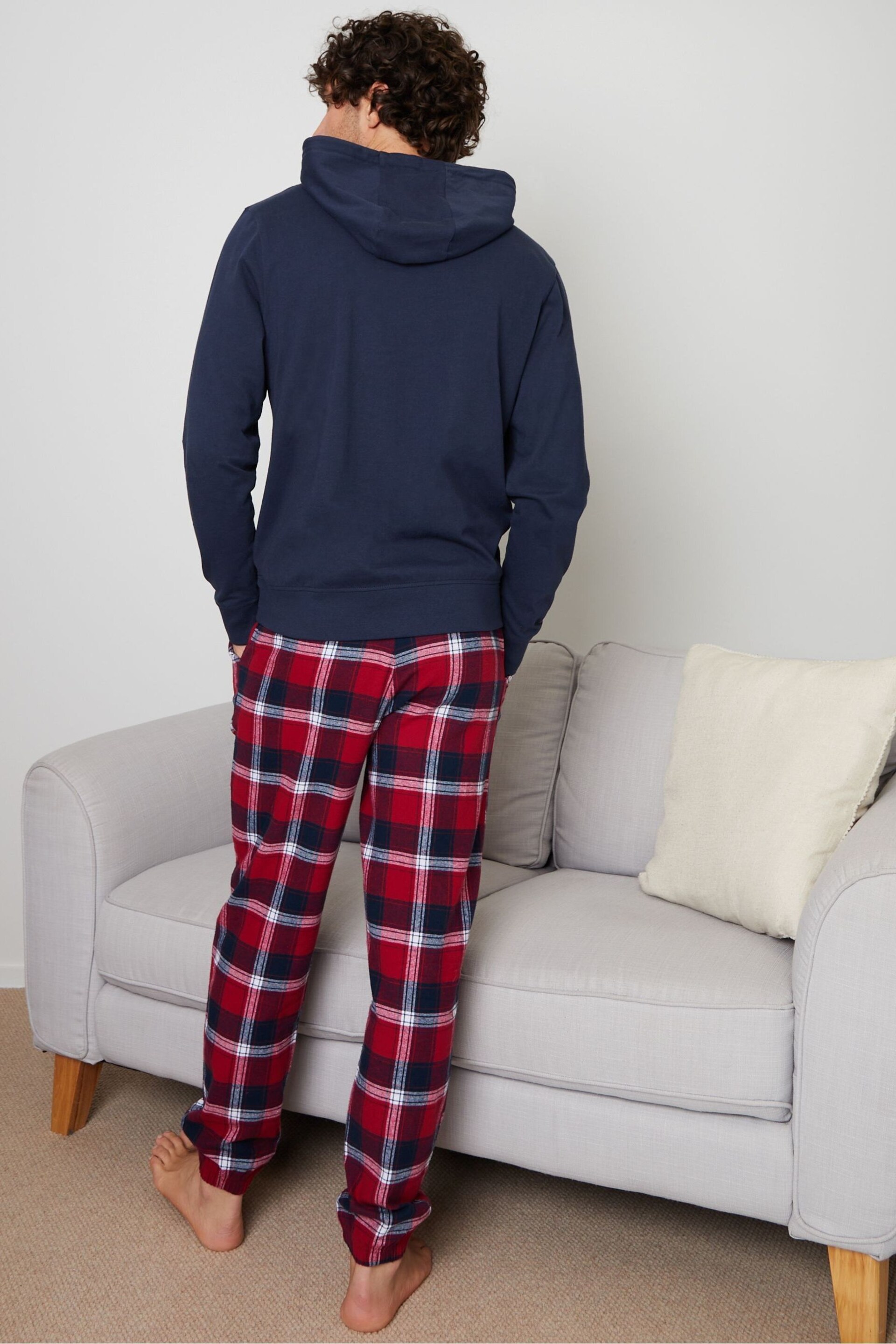 Threadbare Blue Hoodie and Check Pant Pyjama Set - Image 3 of 4