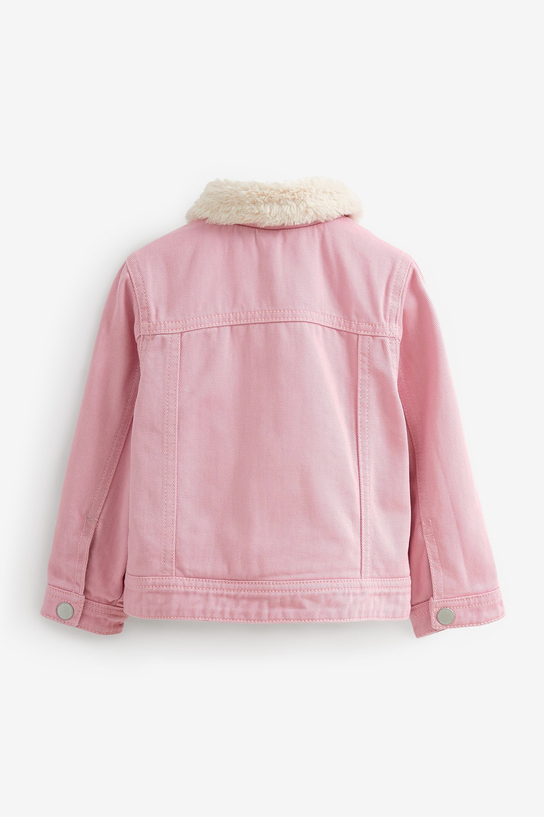 Pink Faux Fur Collar Lined Denim Jacket 12mths 7yrs