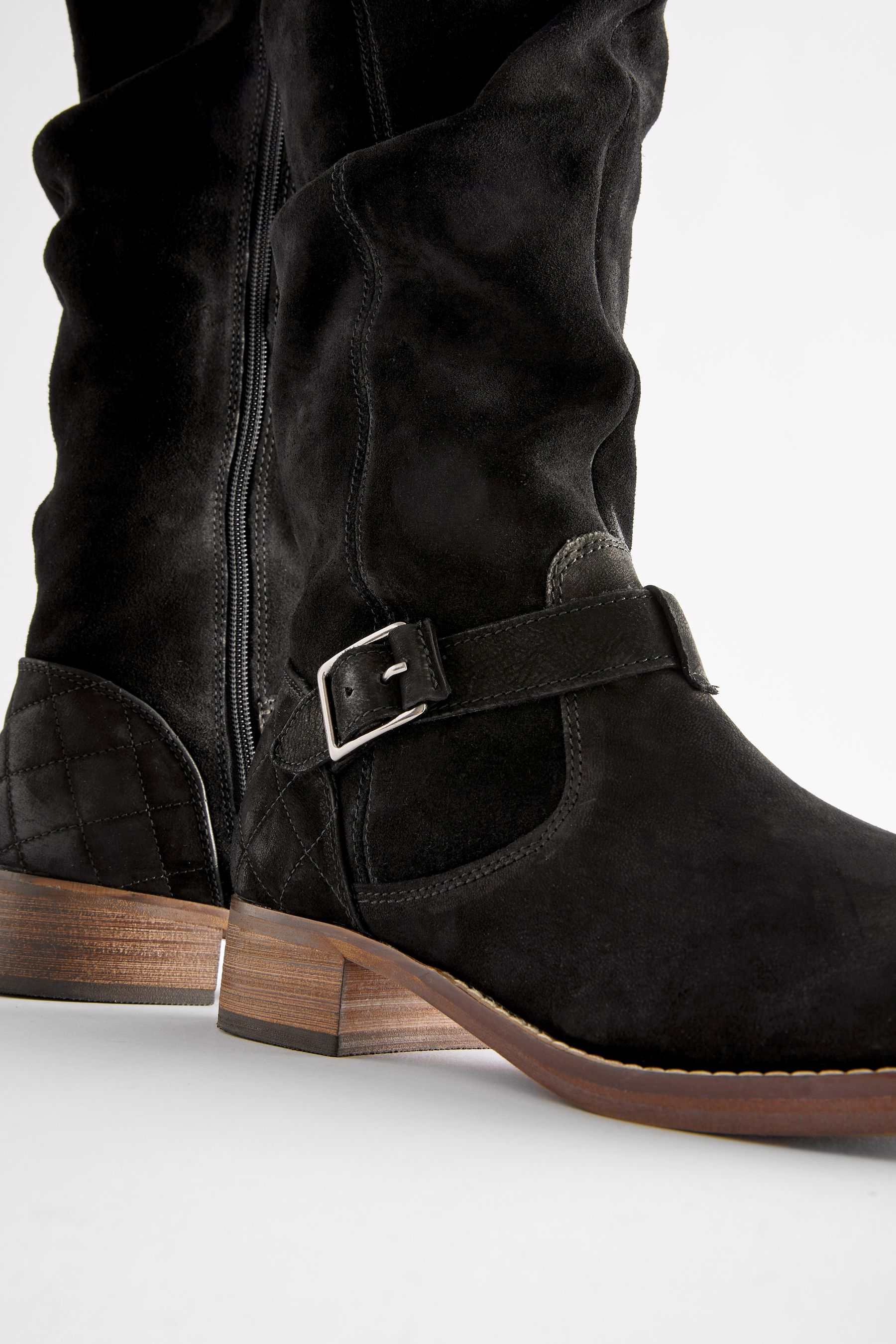 Black slouch knee high boots online