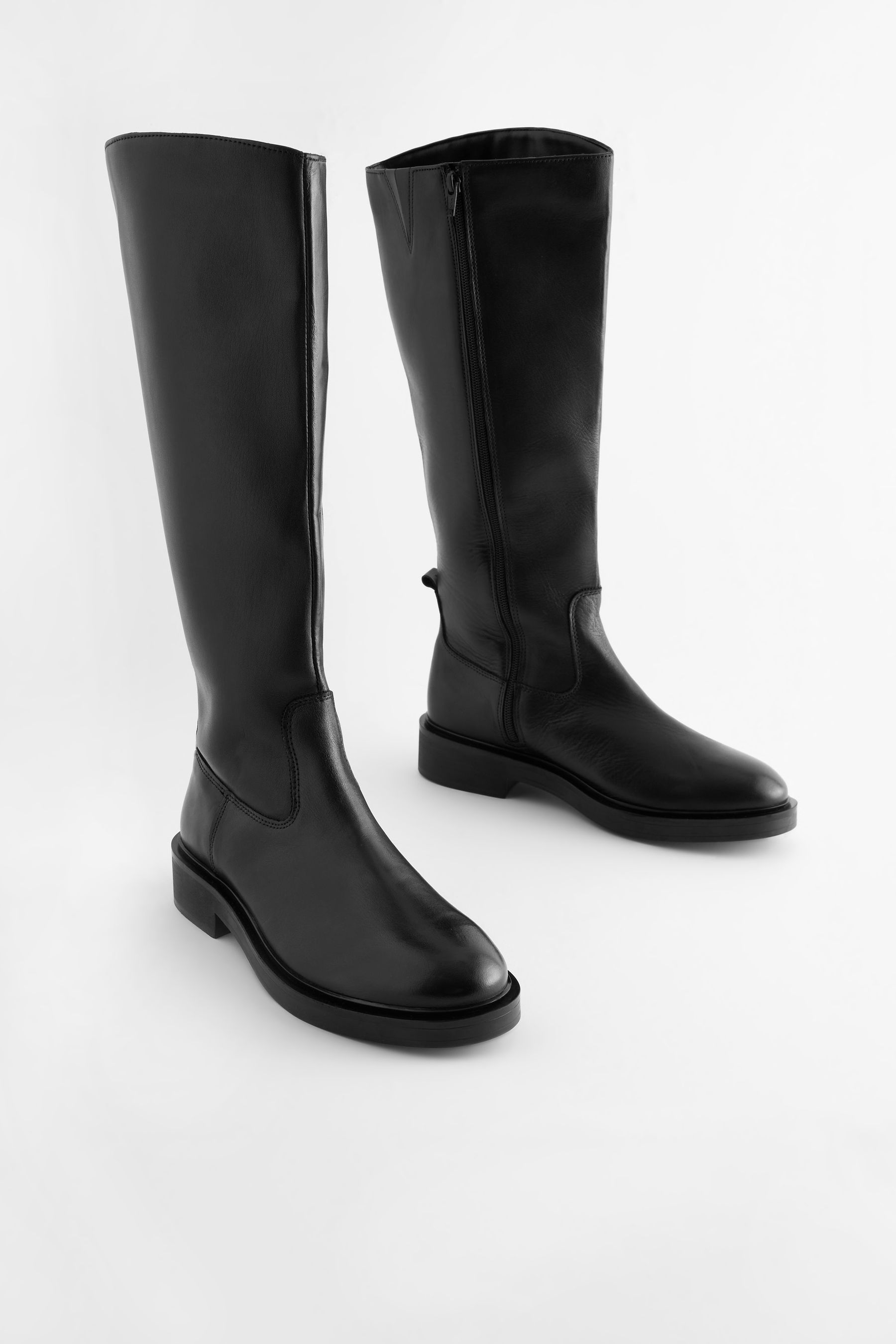 Buy Black Forever Comfort Leather Rider Knee High Boots from Next Luxembourg