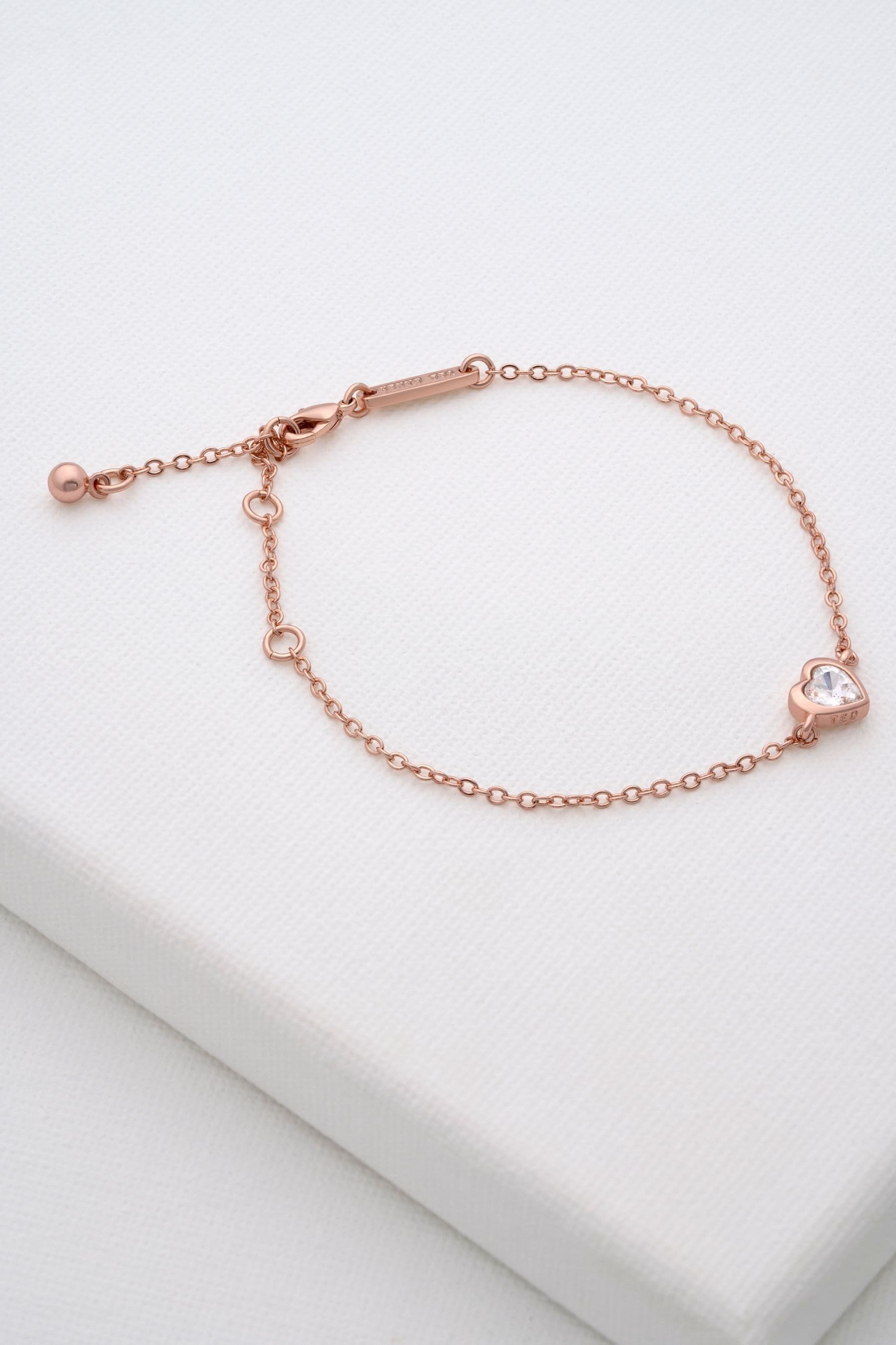 Buy Ted Baker Rose Gold Tone HANSAA Crystal Heart Adjustable Bracelet from Next Luxembourg