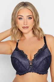 Yours Curve Blue Pretty Lace Padded Bra - Image 1 of 3