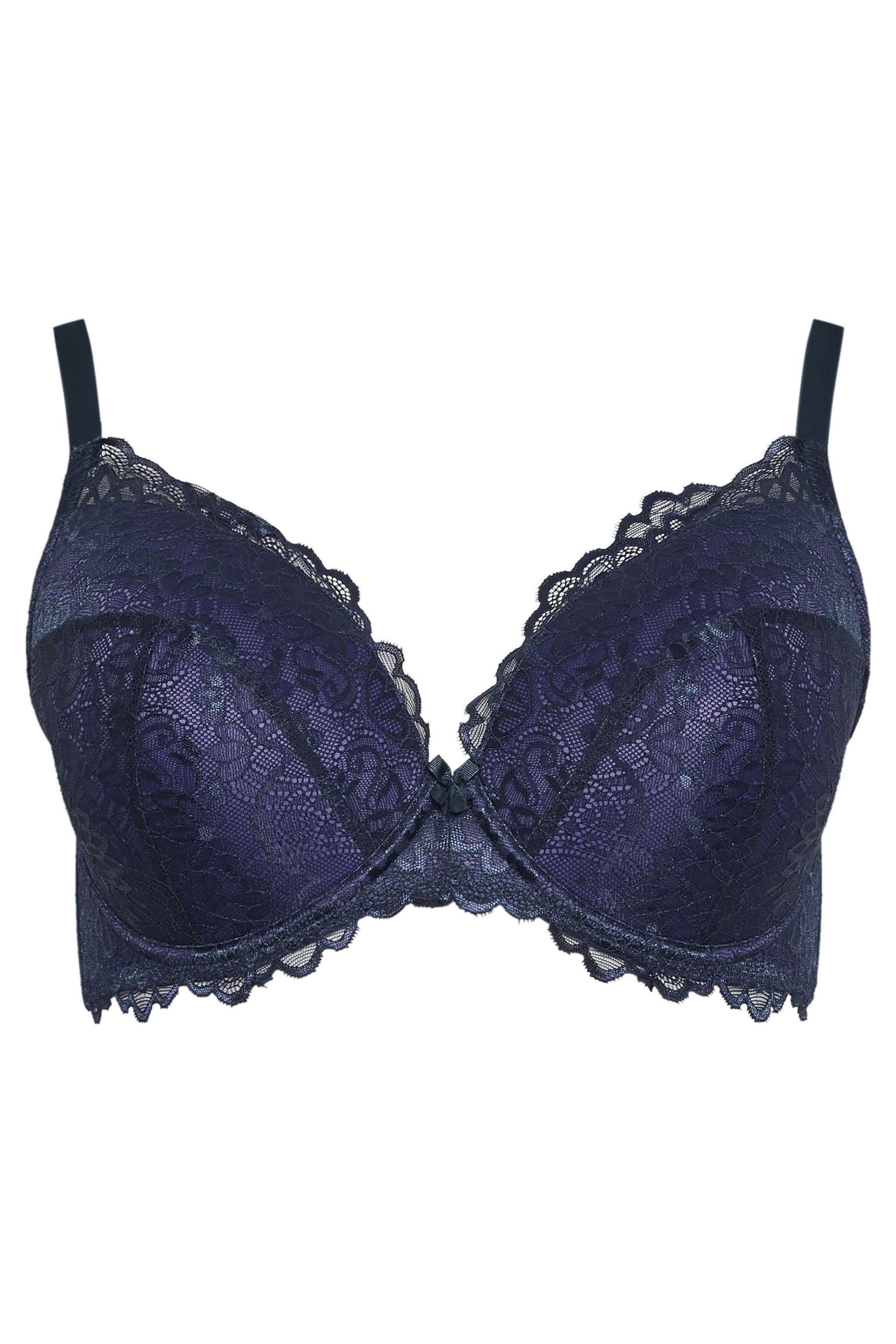 Yours Curve Blue Pretty Lace Padded Bra - Image 2 of 3